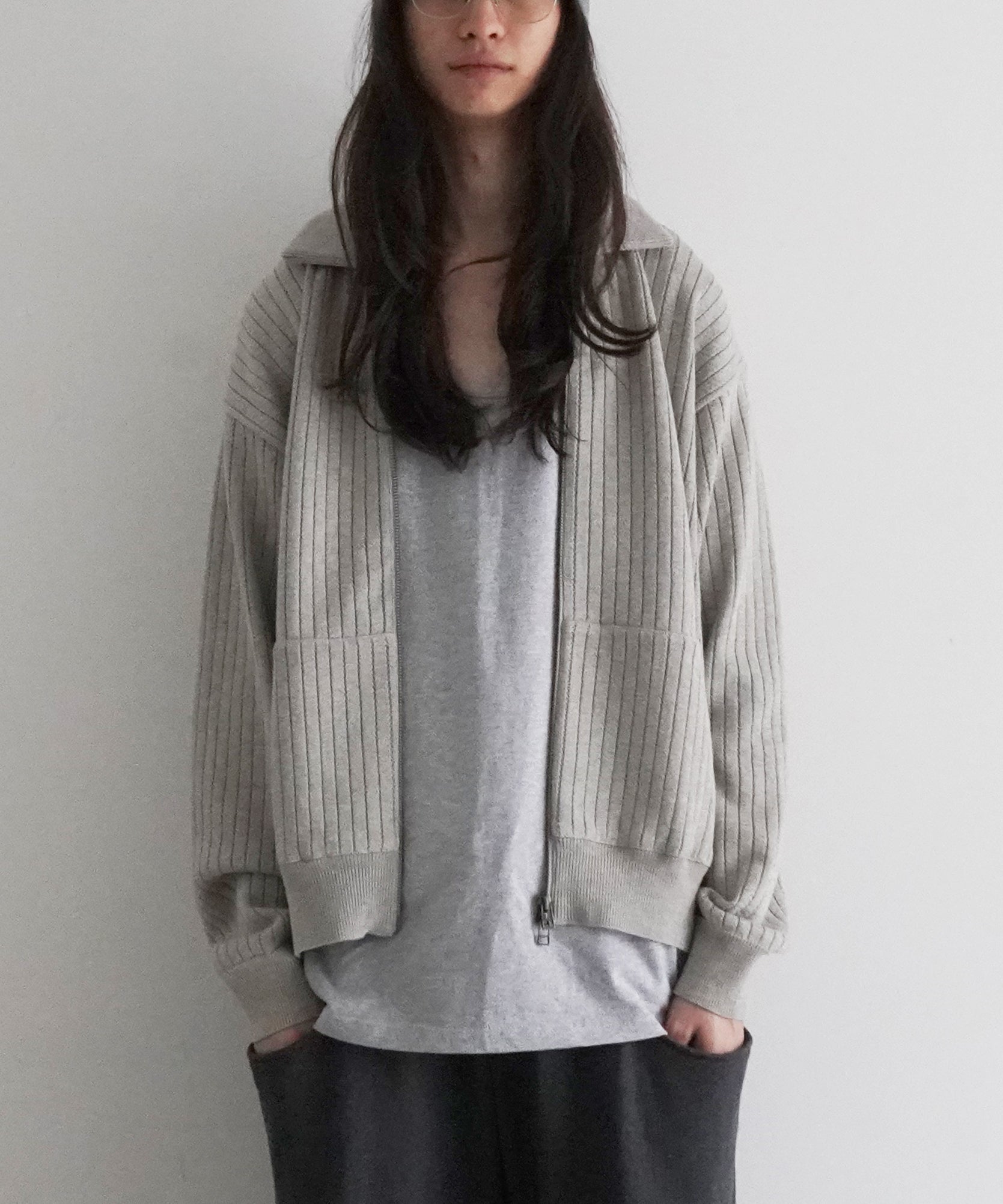 【EXCLUSIVE】crepuscule Stripe mesh drizzler "C.GRAY"