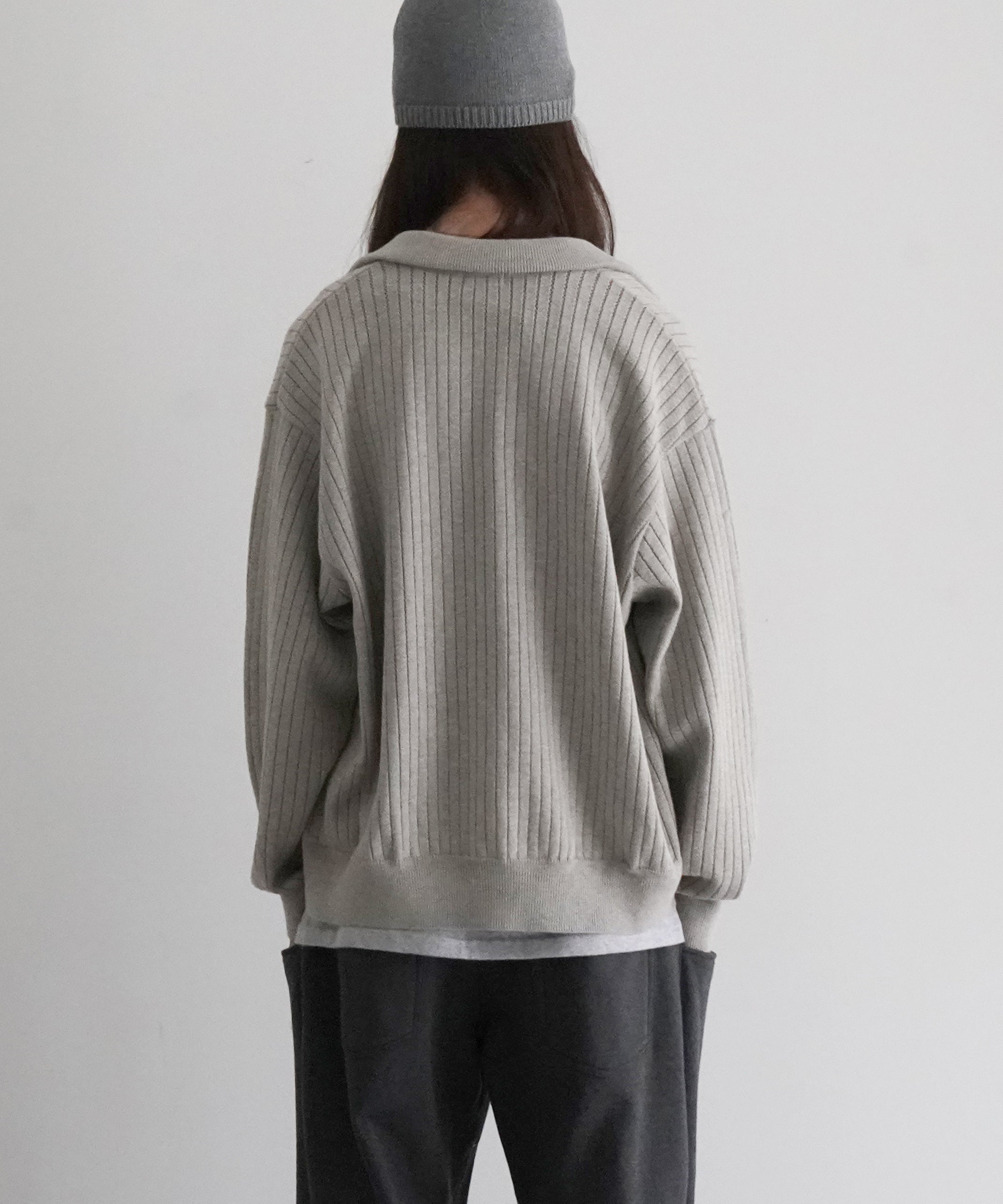 【EXCLUSIVE】crepuscule Stripe mesh drizzler "L.GRAY"