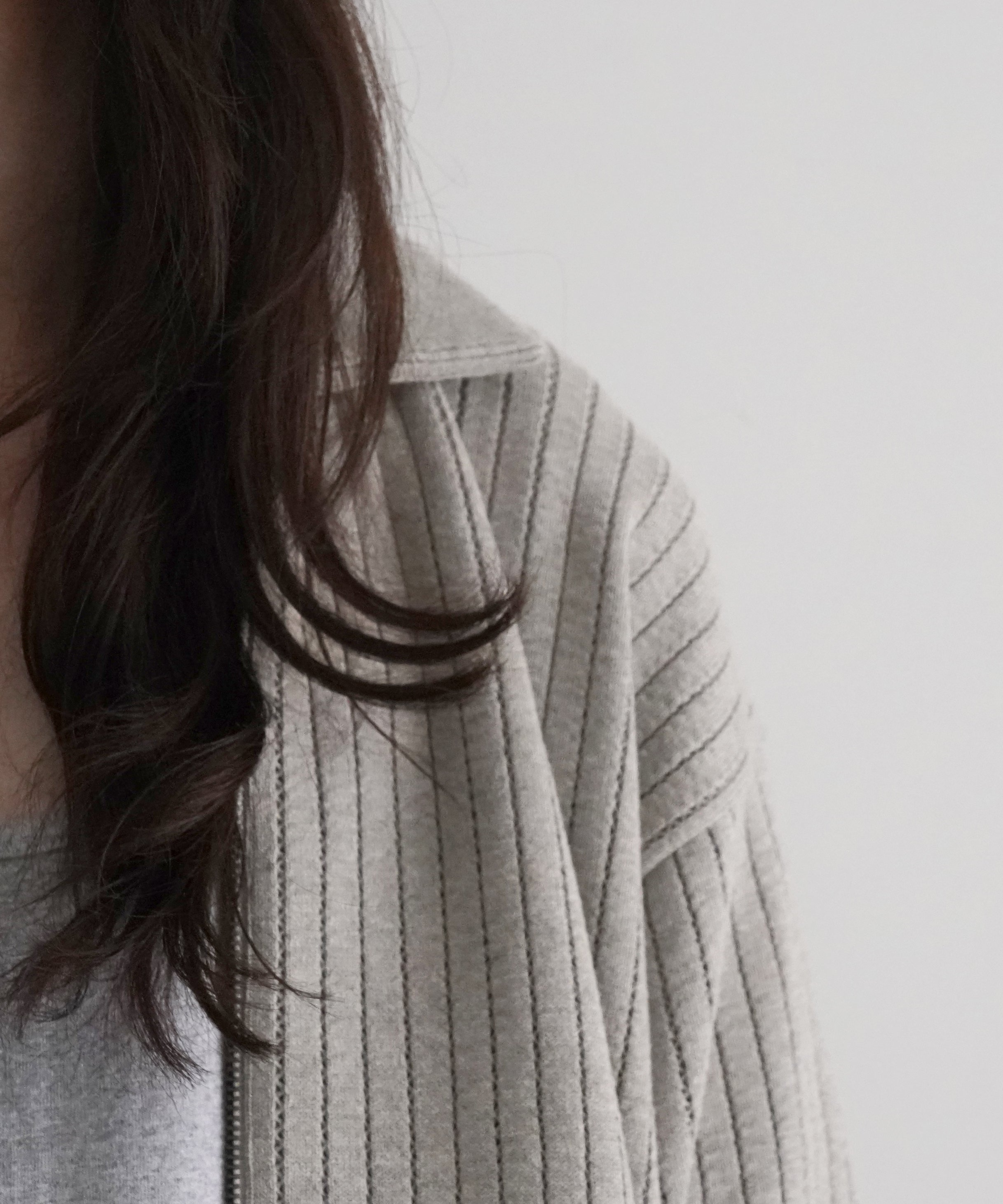 【EXCLUSIVE】crepuscule Stripe mesh drizzler "L.GRAY"