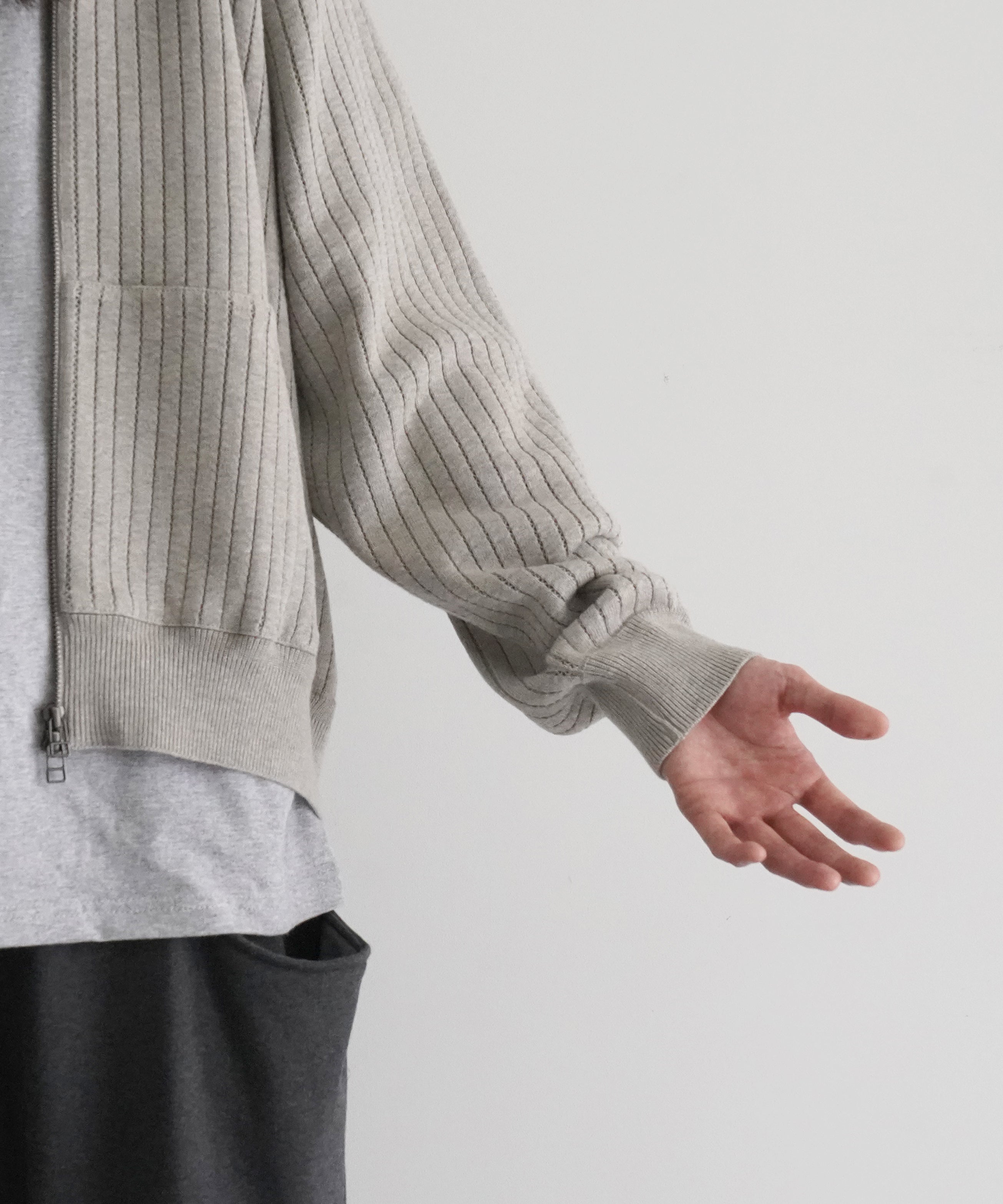 【EXCLUSIVE】crepuscule Stripe mesh drizzler "L.GRAY"