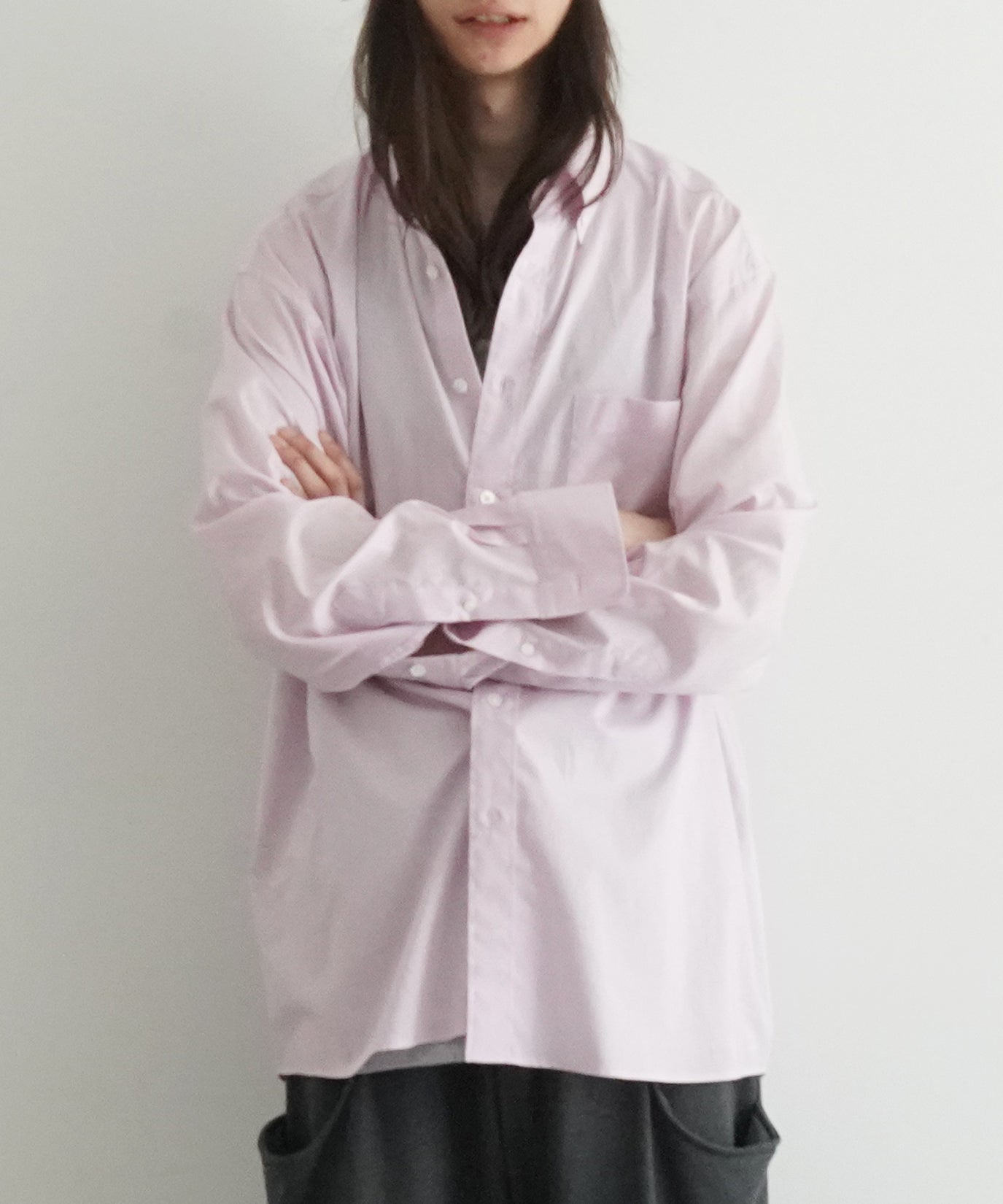 AURALEE Washed finx typewriter button down shirt "DARK BROWN"