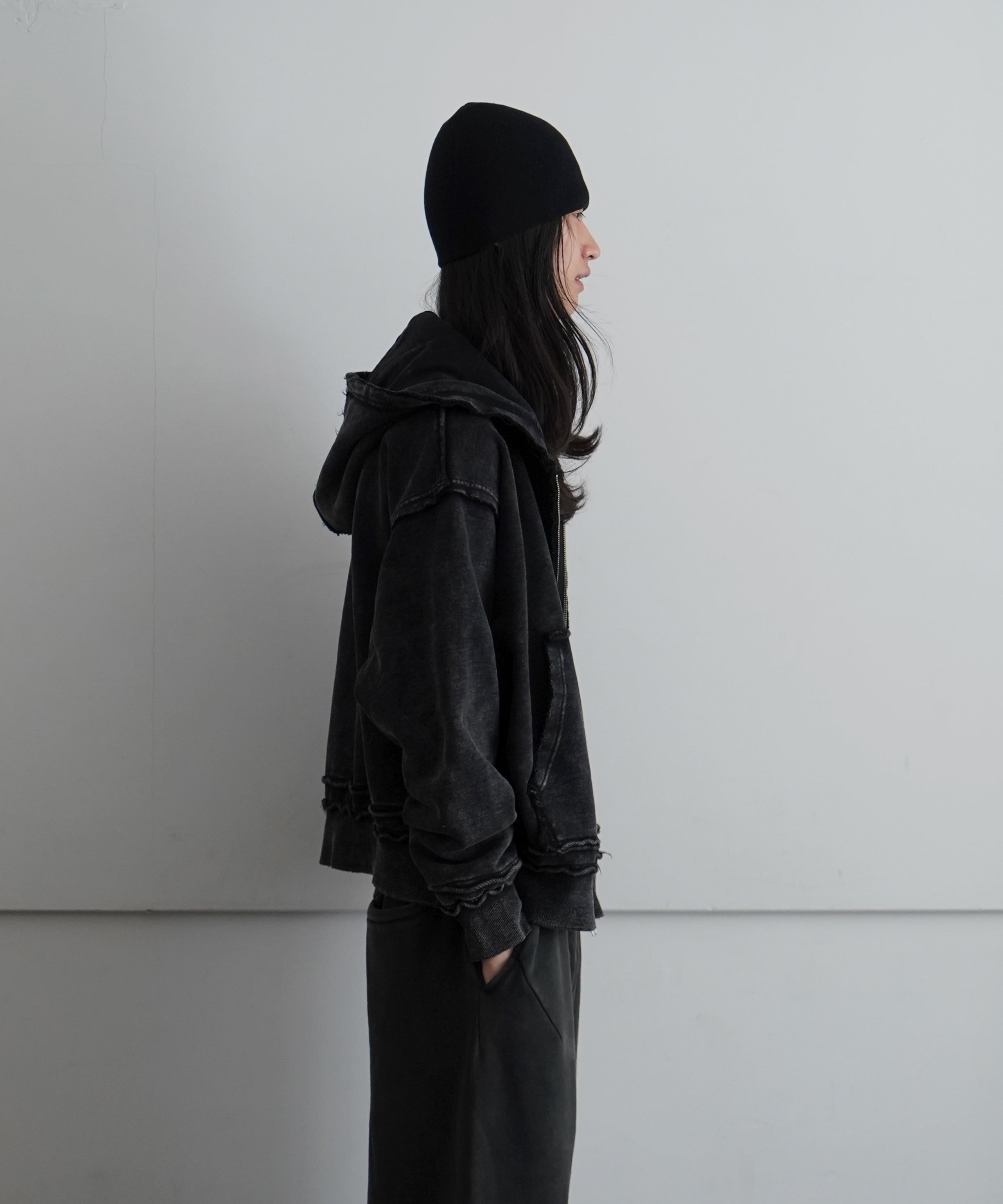 F-LAGSTUF-F Boro zip hoodie (muji) "BLACK"