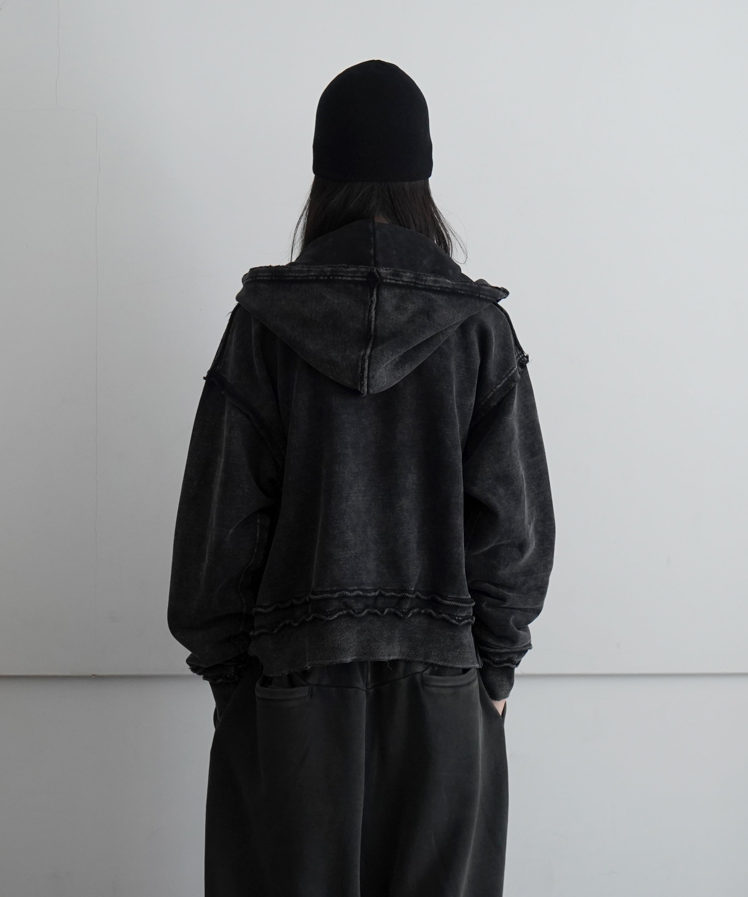 F-LAGSTUF-F Boro zip hoodie (muji) "BLACK"