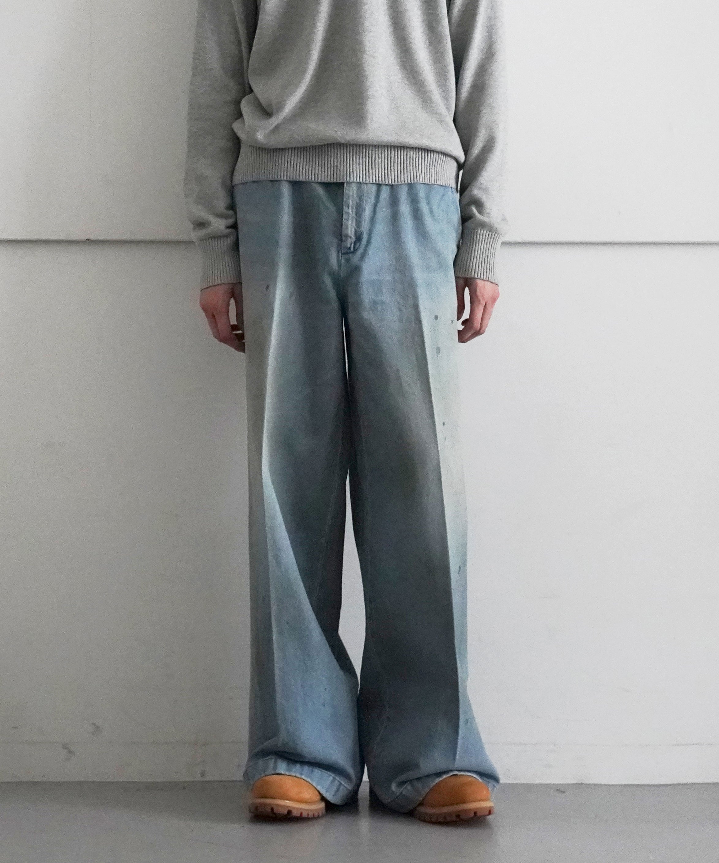 【EXCLUSIVE】NEONSIGN Drill wide denim pants v1.6 "BLK USED"