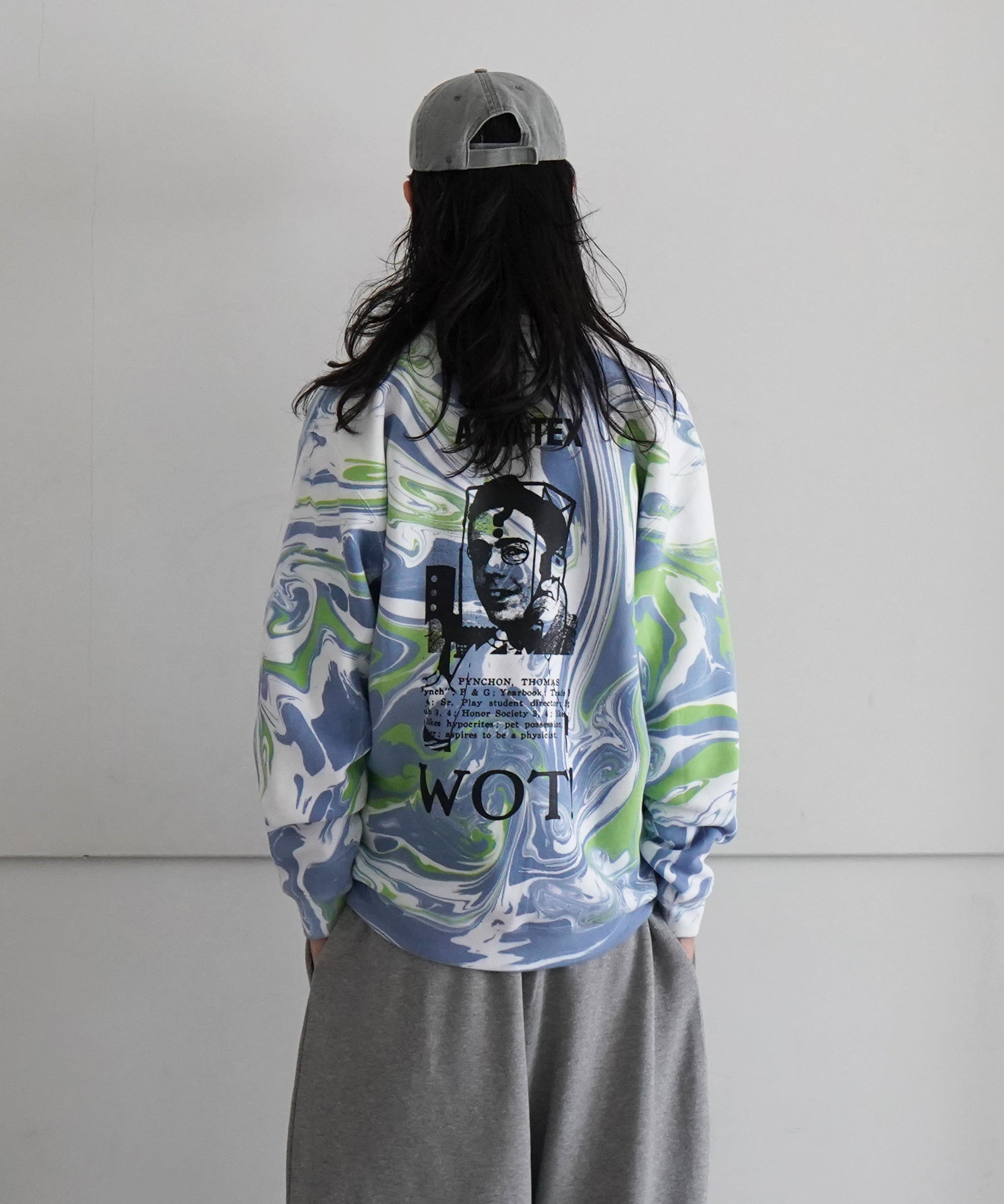 Black Weirdos Marbling-dye crewneck sweat "BLUE"