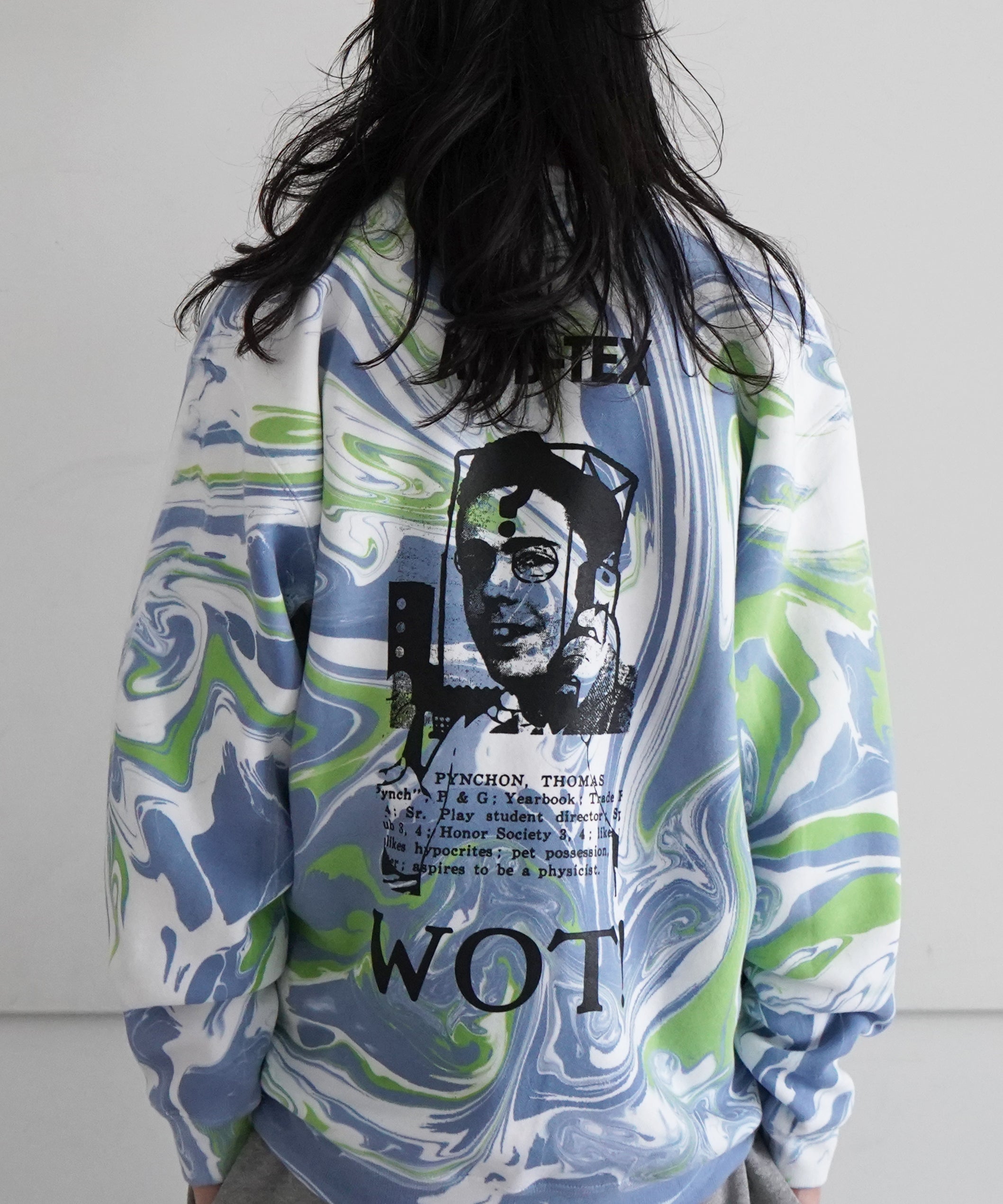 Black Weirdos Marbling-dye crewneck sweat "BLUE"