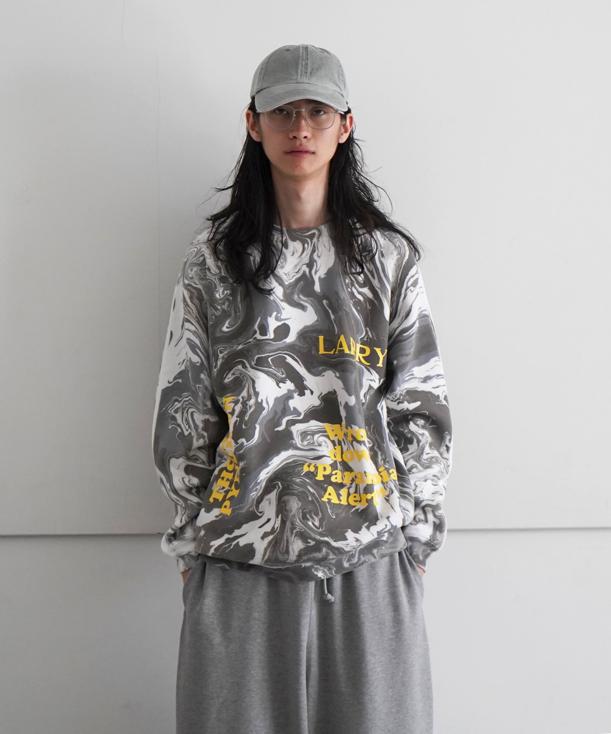 Black Weirdos Marbling-dye crewneck sweat "BLUE"