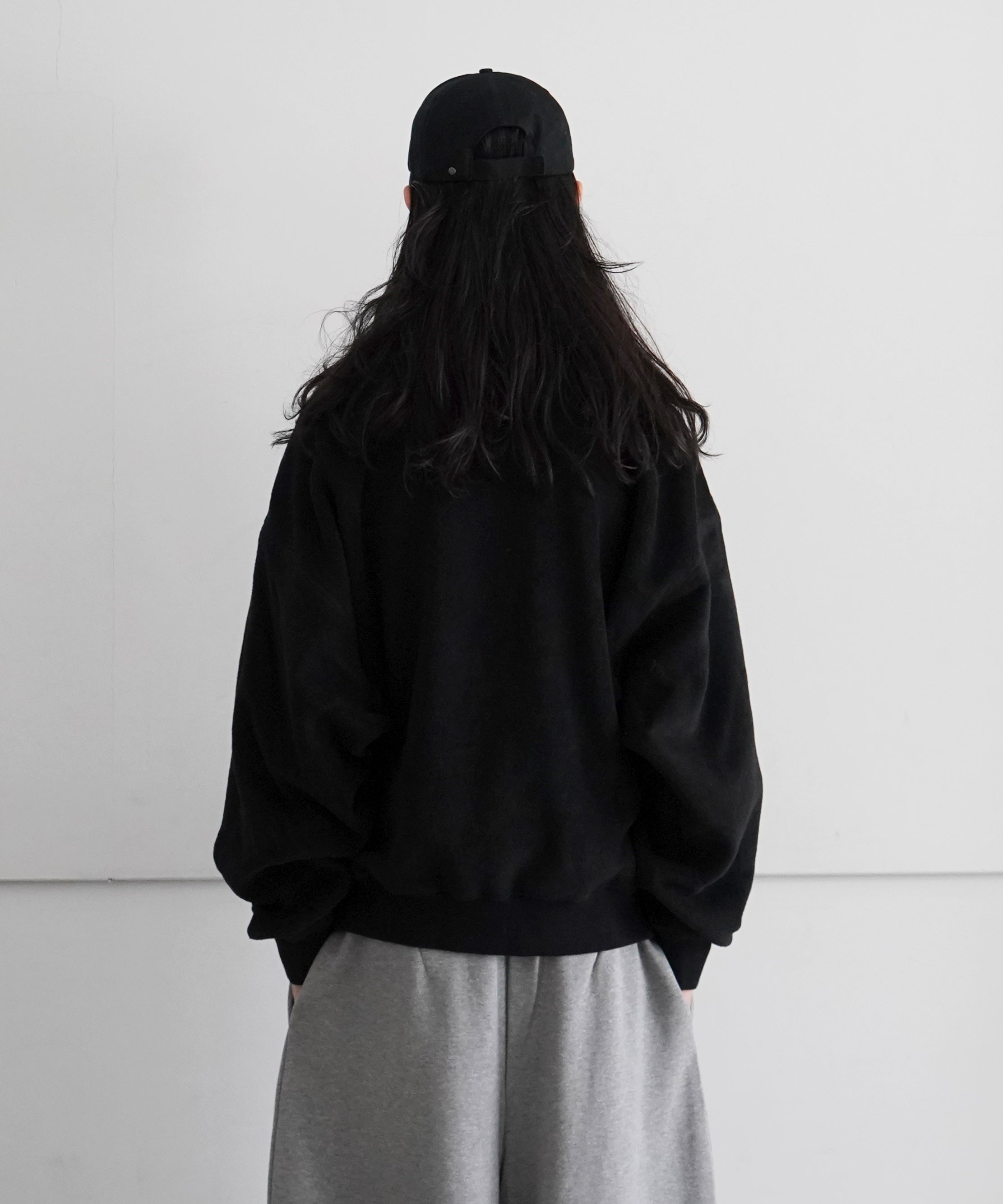 FAX COPY EXPRESS Fleece sweatshirt with stand collar "BLACK"