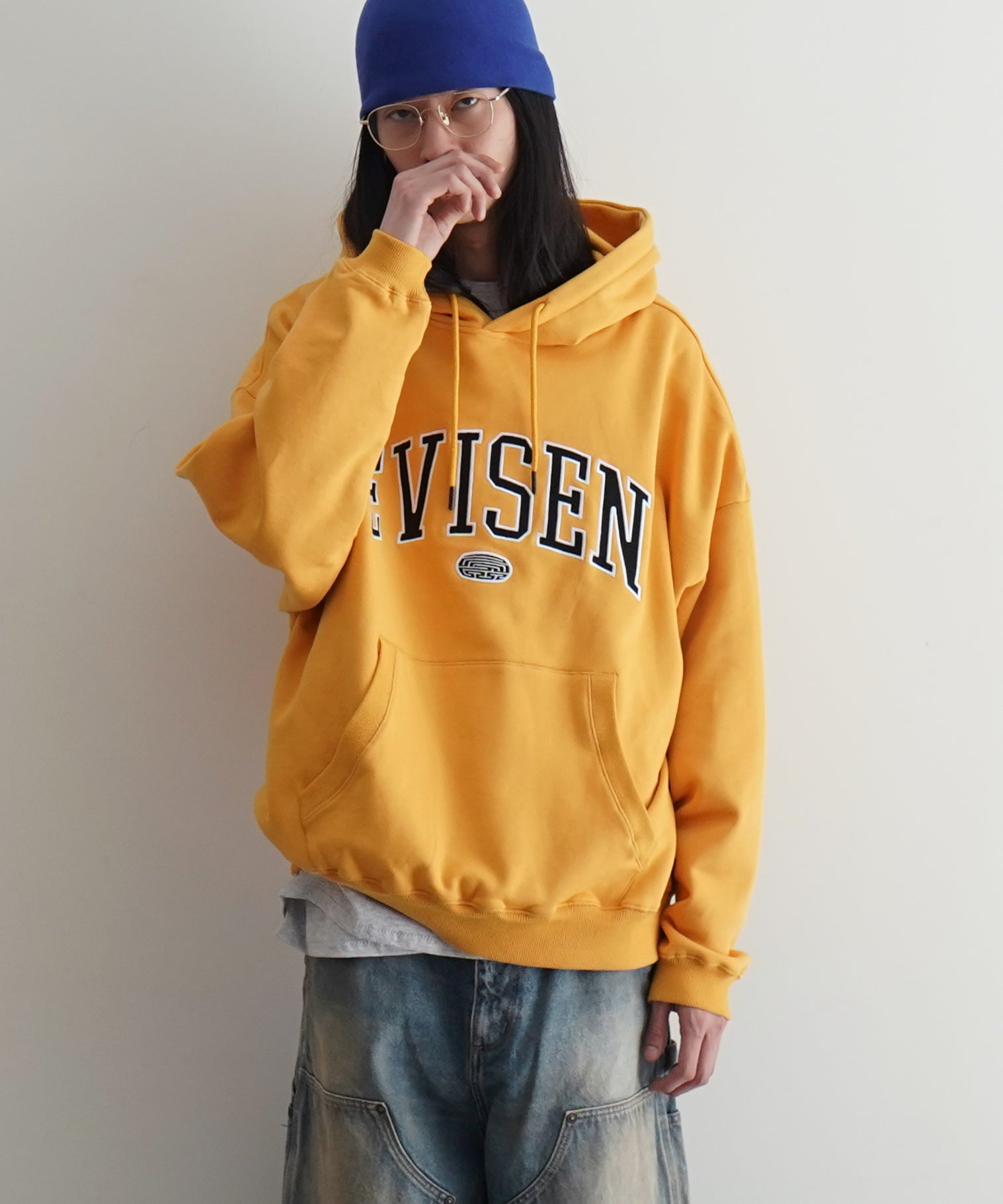 Evisen Skateboardsゑ College logo hoodie "NAVY"