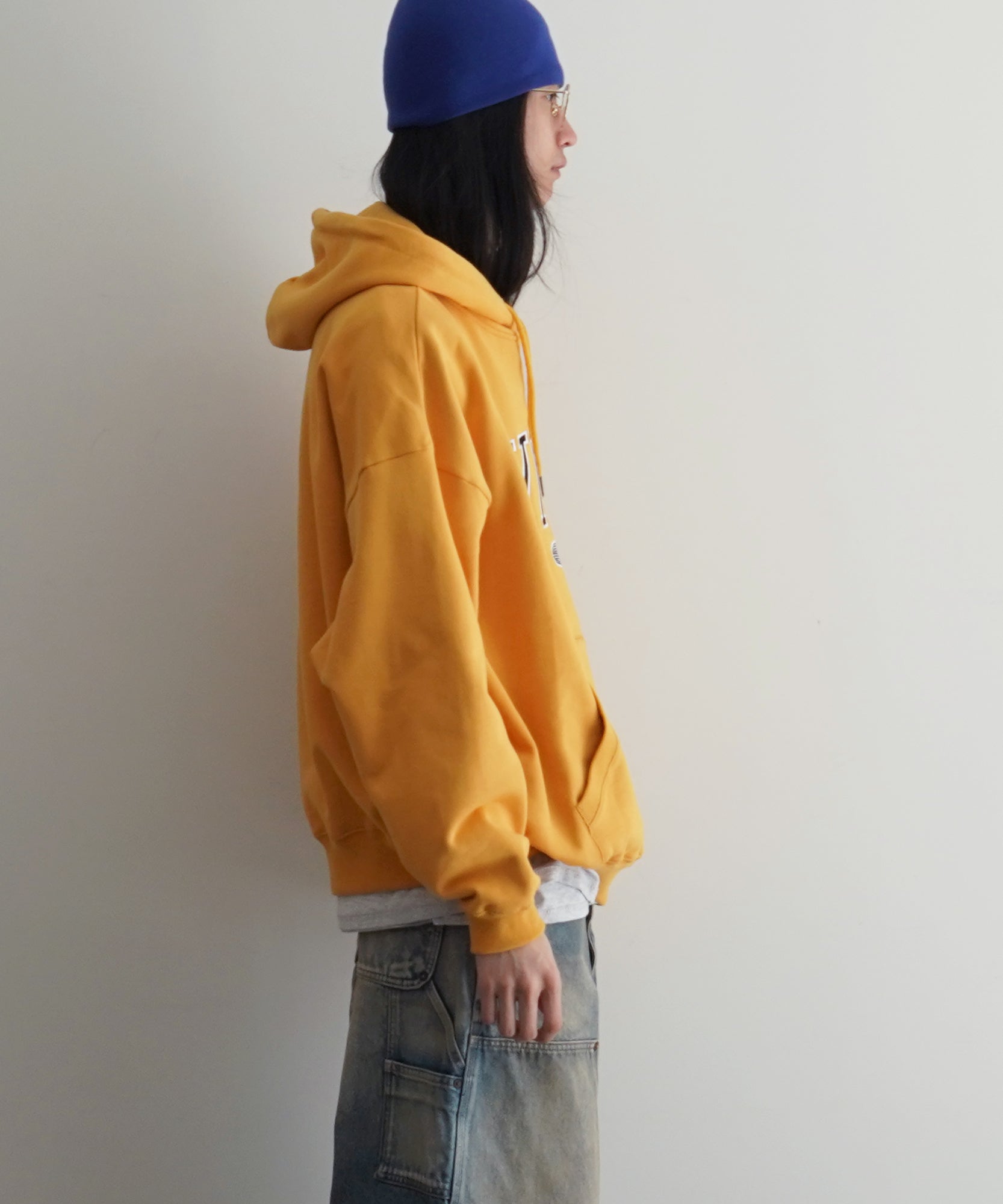 Evisen Skateboardsゑ College logo hoodie "MUSTARD"