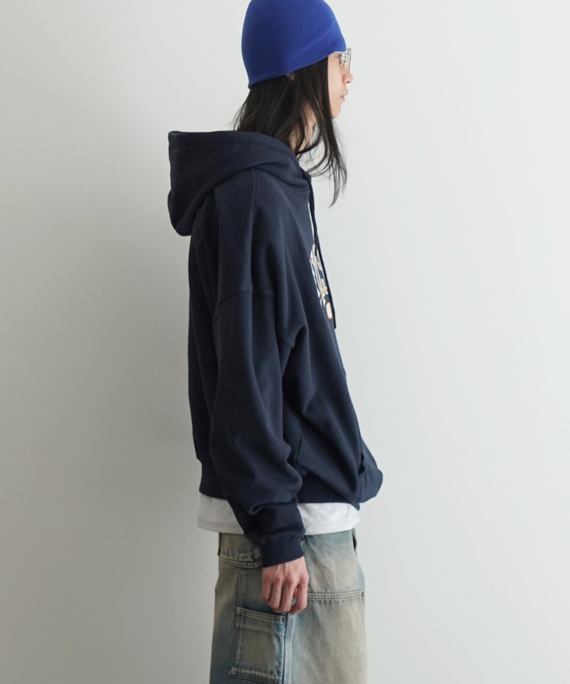 Evisen Skateboardsゑ College logo hoodie "NAVY"