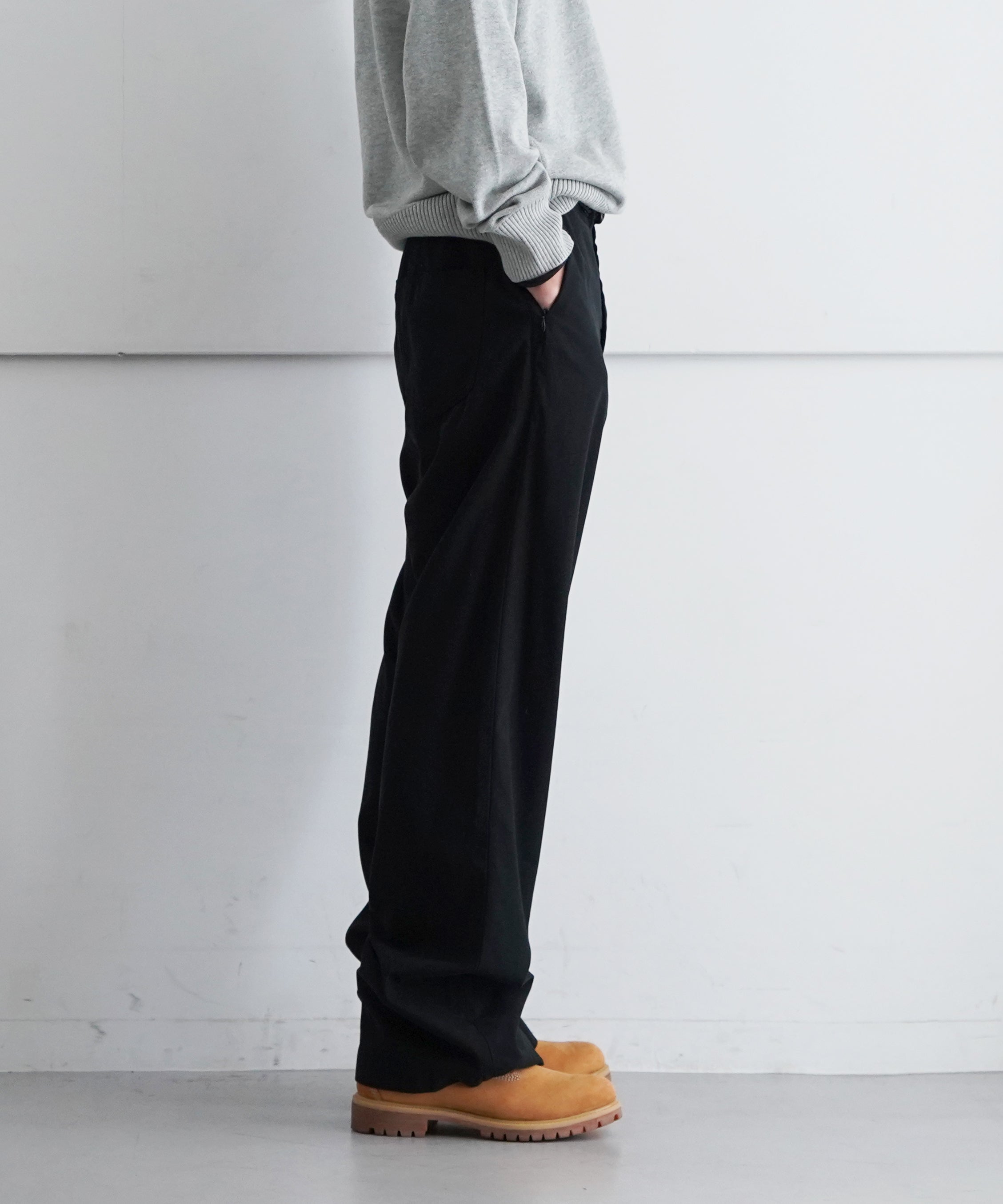 KAIKO The denim loose fit cotton gabardine "BLACK"