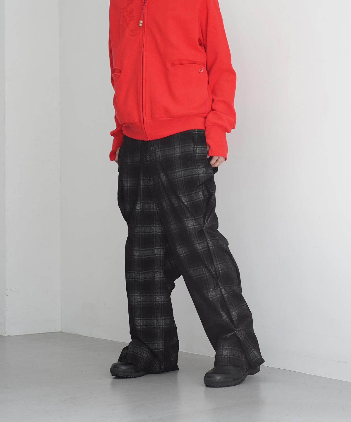JIAN YE Morph yi pants "BLACK CHECK"