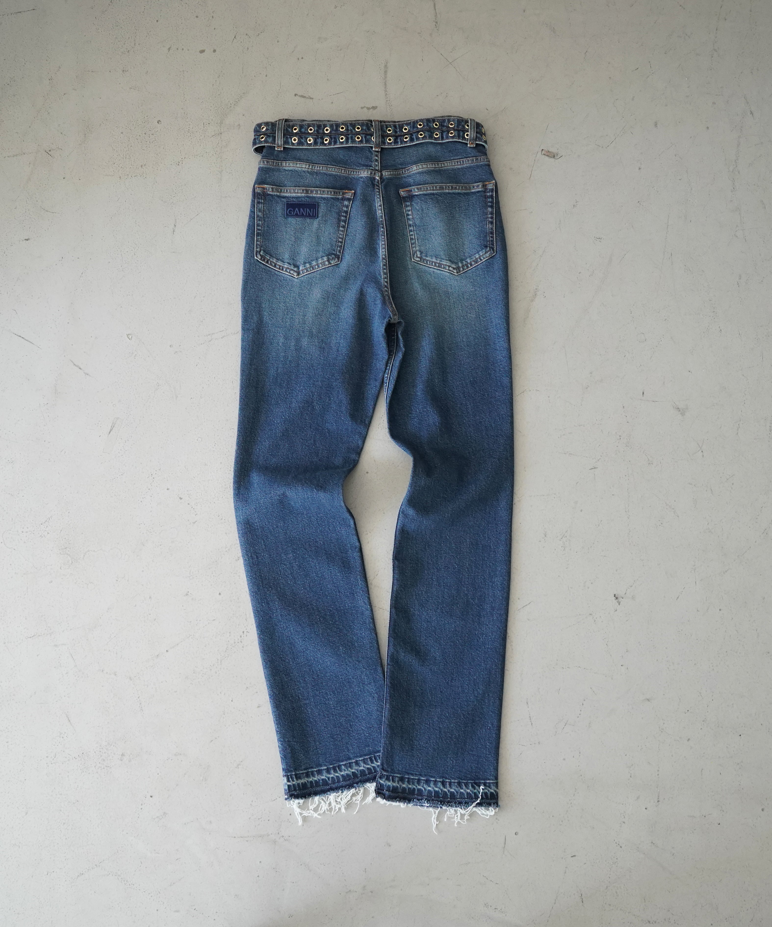 GANNI Stretch future denim carri belt "MBLUEVINTG"