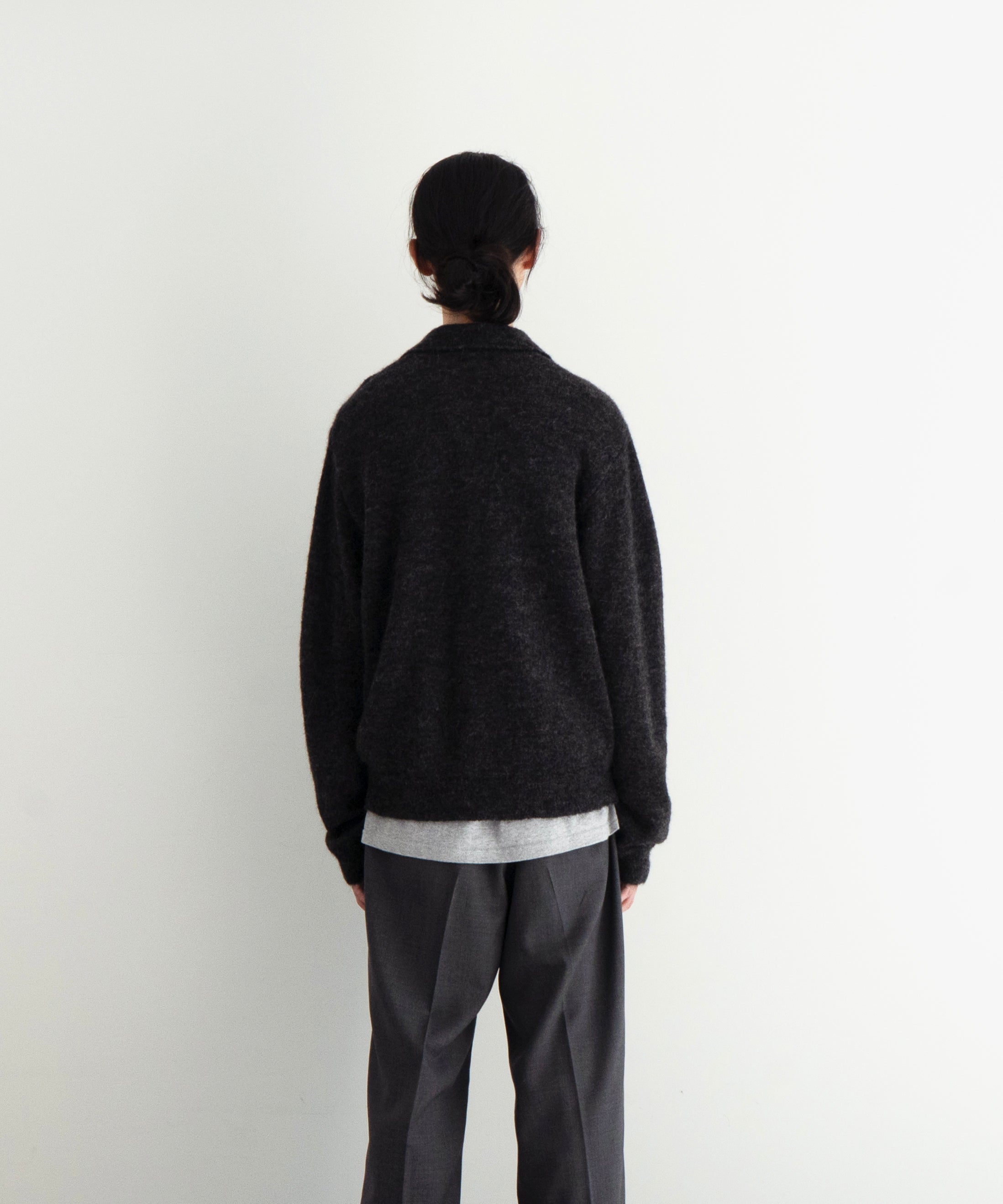OUR LEGACY Evening polo "CHARCOAL MELANGE FUZZY ALPACA"