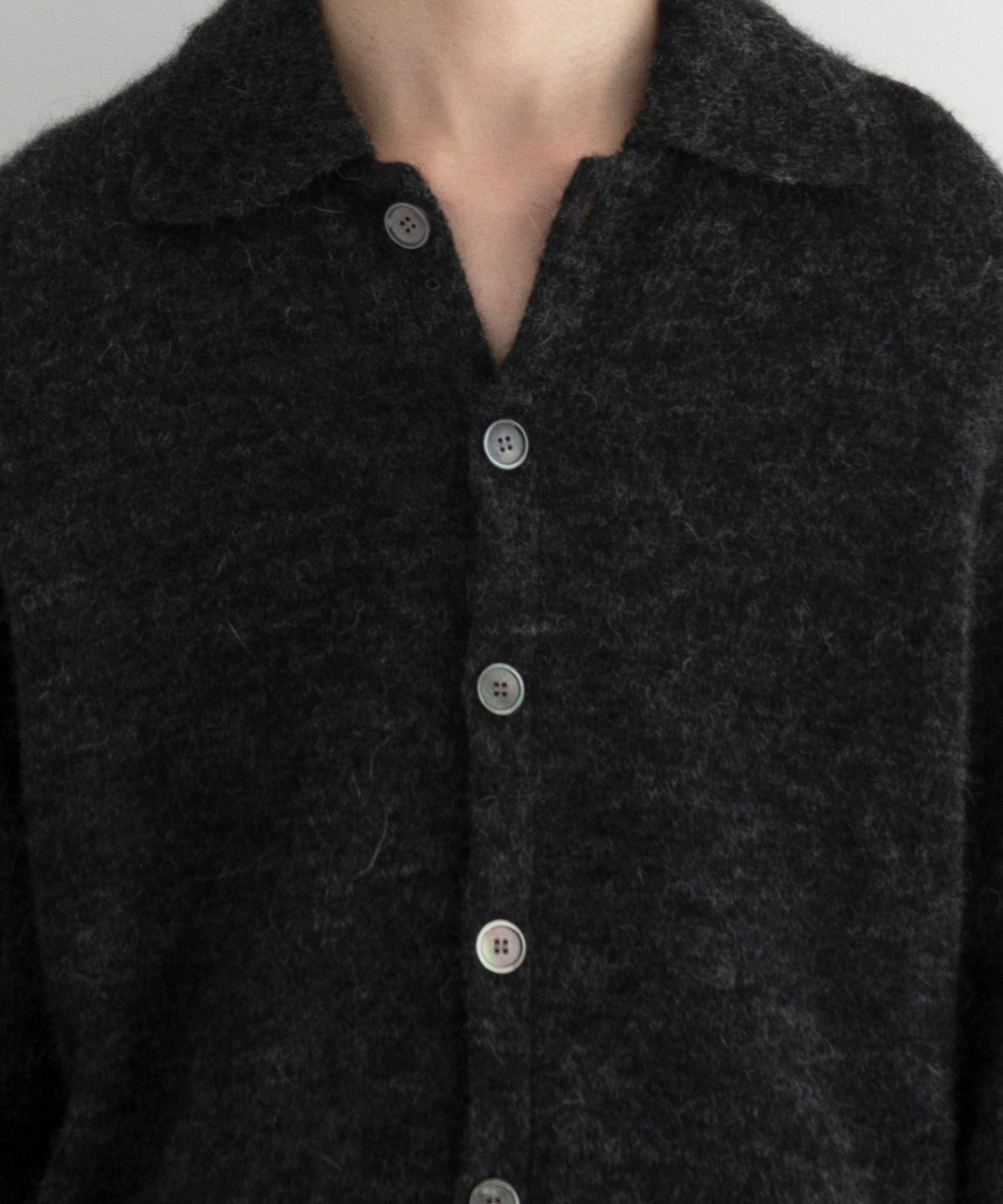 OUR LEGACY Evening polo "CHARCOAL MELANGE FUZZY ALPACA"