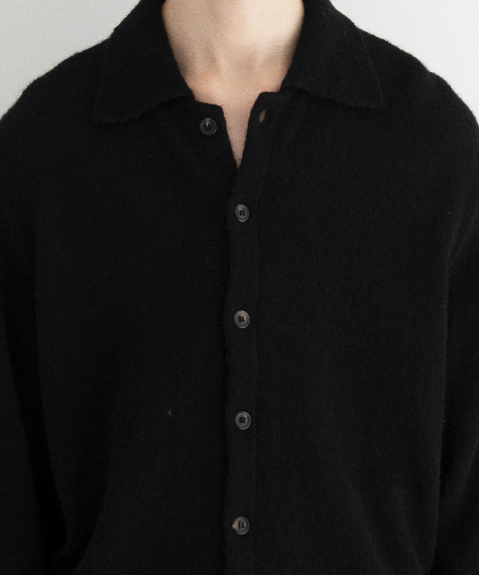 OUR LEGACY Evening polo "BLACK FUZZY ALPACA"