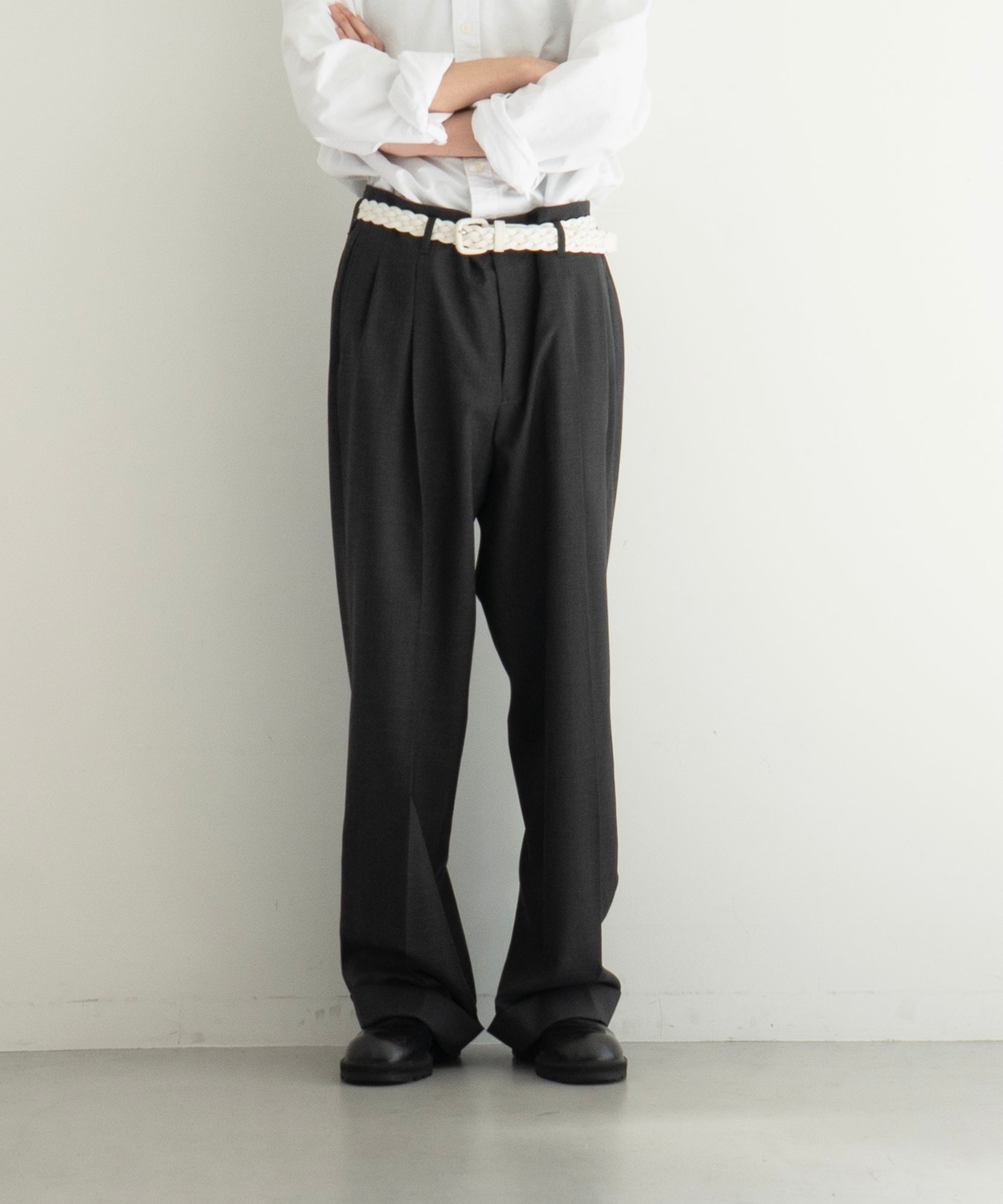 KAIKO Wool wide slacks "BLACK"