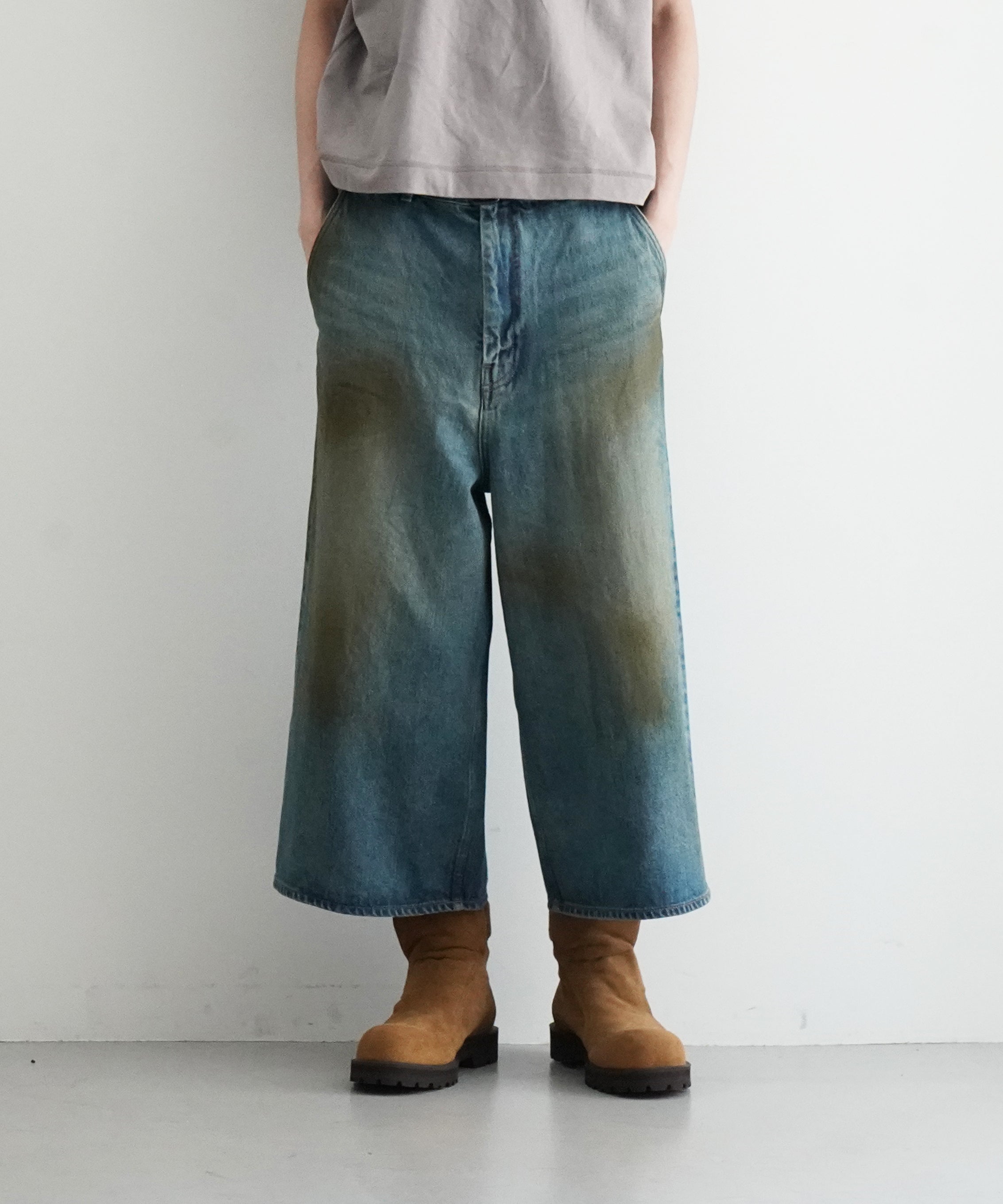 order Loose denim half pants vintage "INDIGO"