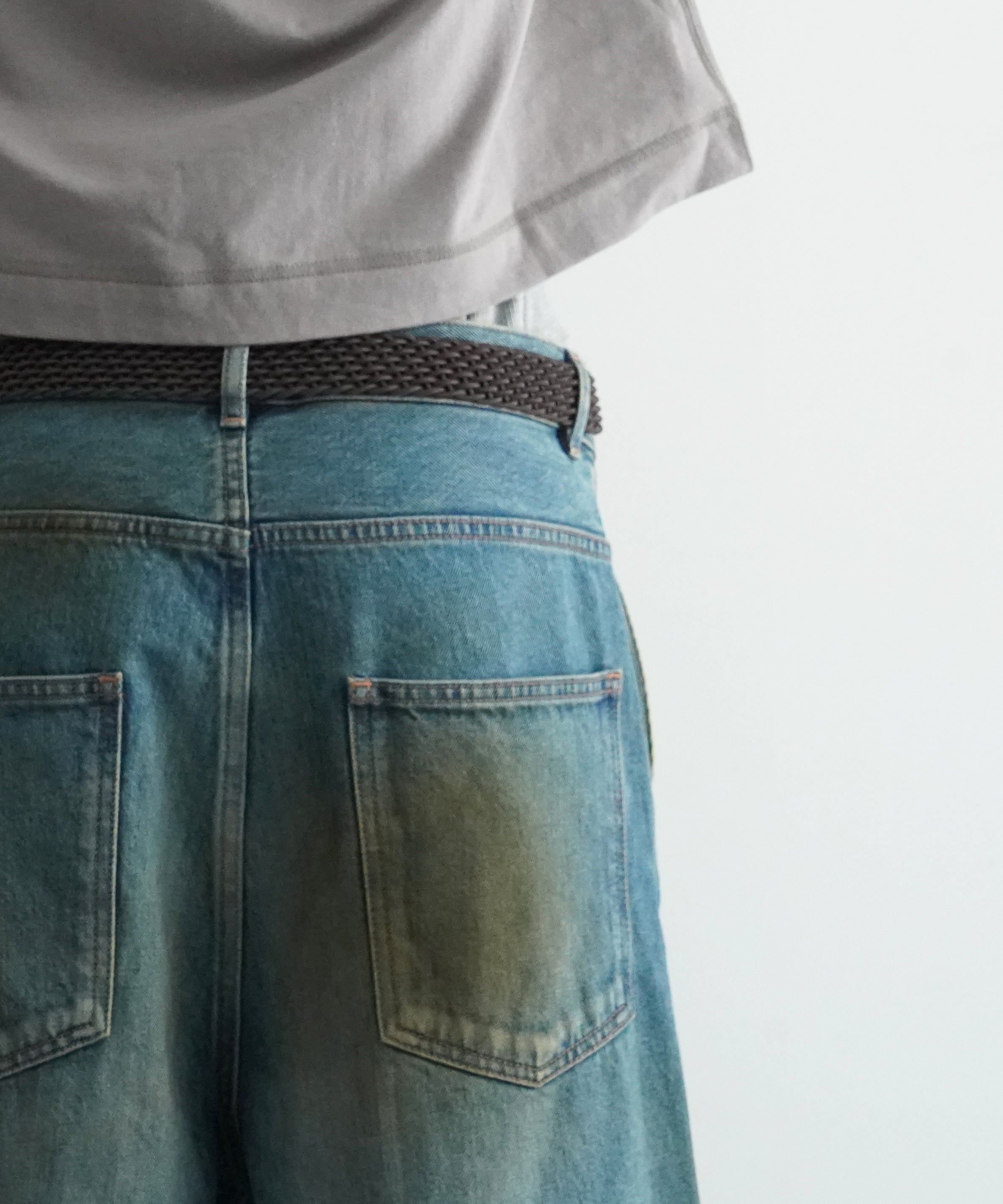 order Loose denim half pants vintage "INDIGO"