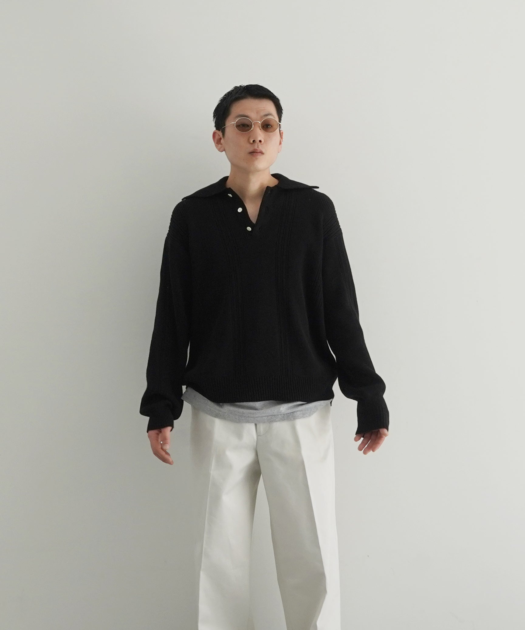 NEONSIGN Drop needle polo (ls) "OFF WHITE"