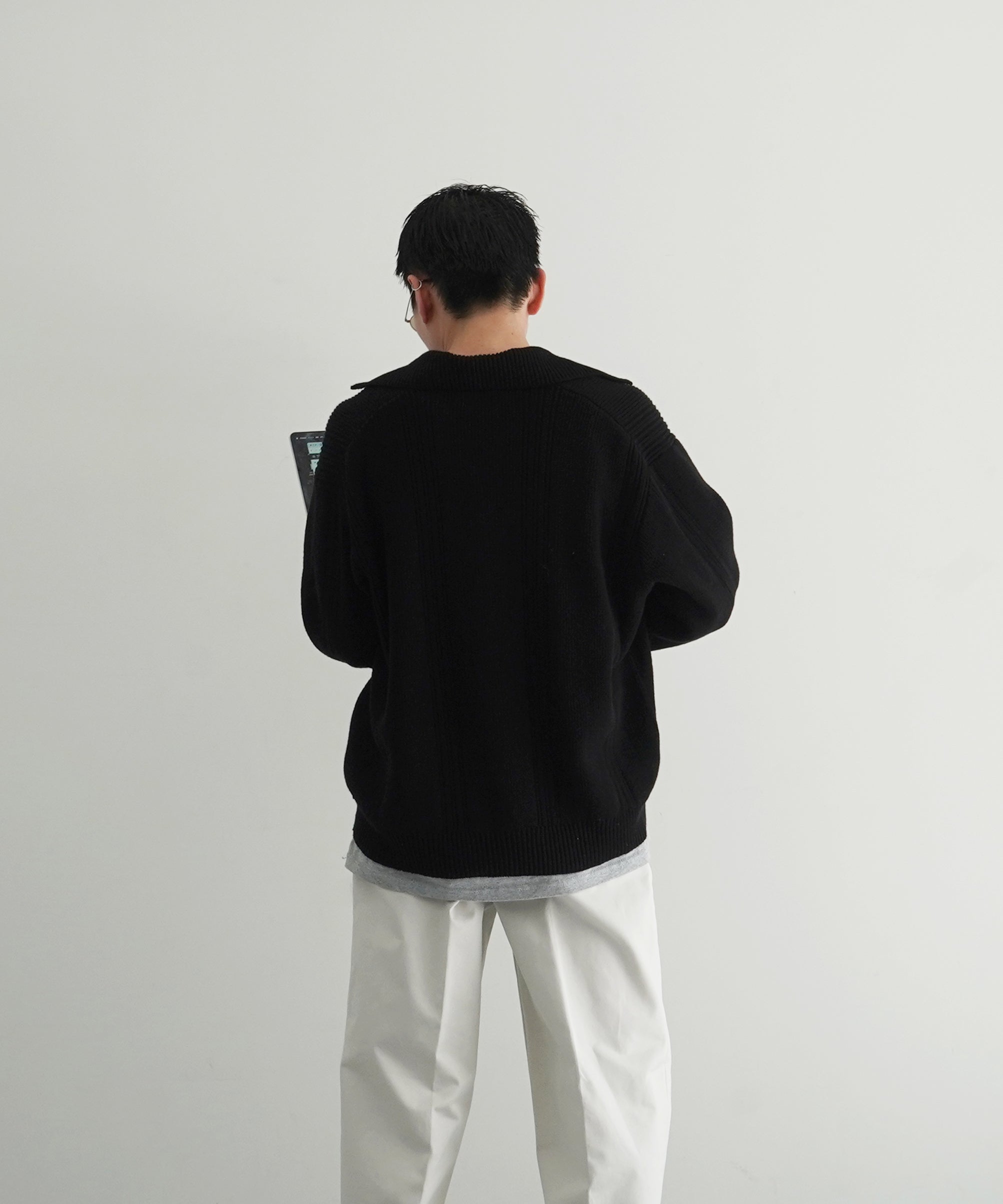 NEONSIGN Drop needle polo (ls) "BLACK"