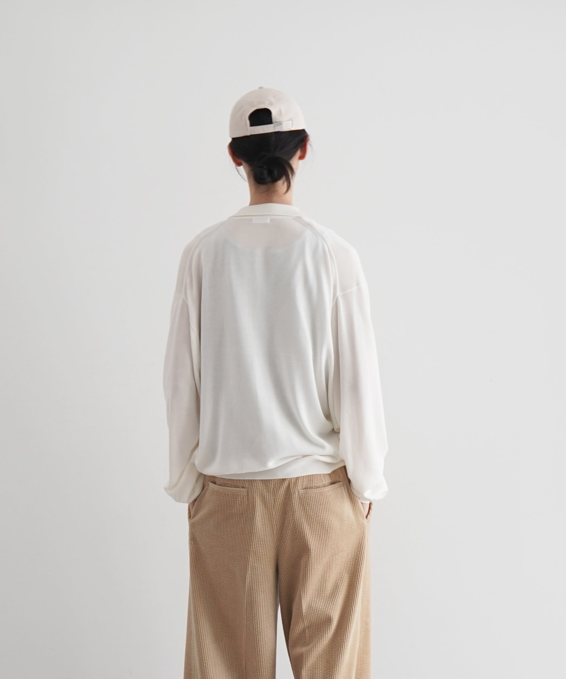 【EXCLUSIVE】crepuscule Open collar knit shirt "WHITE"