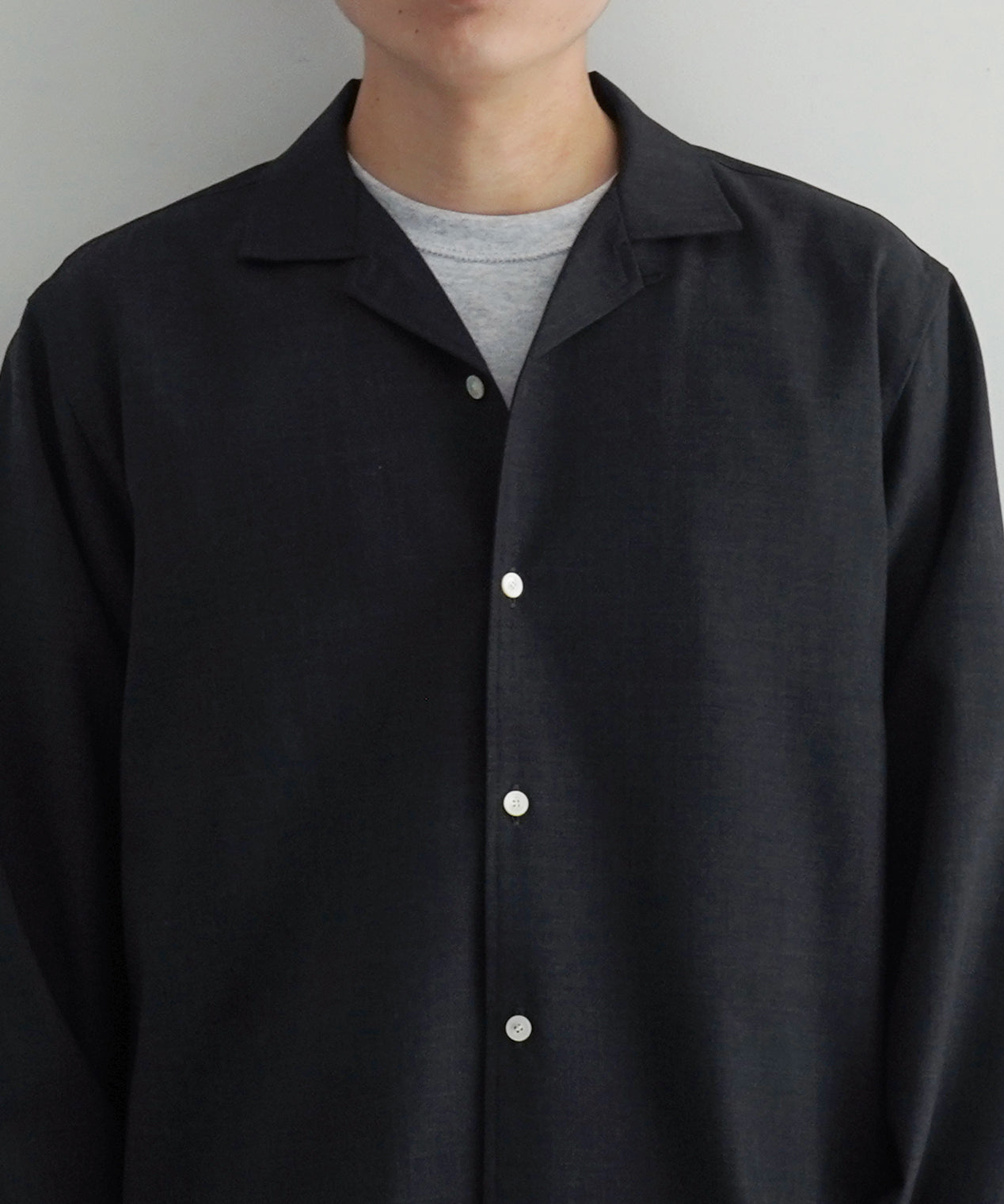 OLD FOLK HOUSE Wool lounge shirt "DARK GRAY"