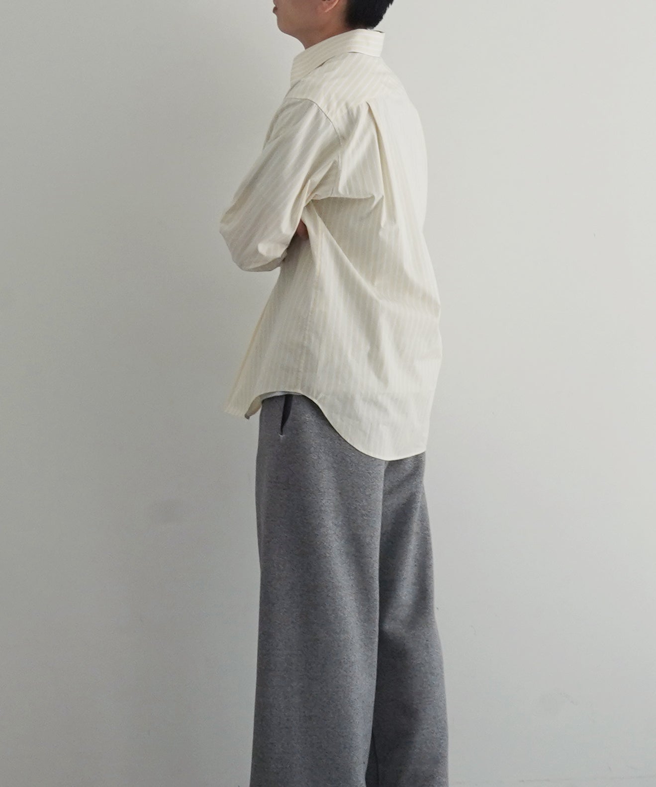 OLD FOLK HOUSE Cotton poplin striped classic shirt "YELLOW"