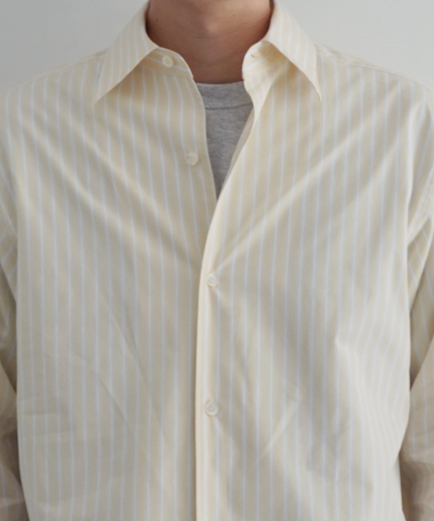 OLD FOLK HOUSE Cotton poplin striped classic shirt "YELLOW"