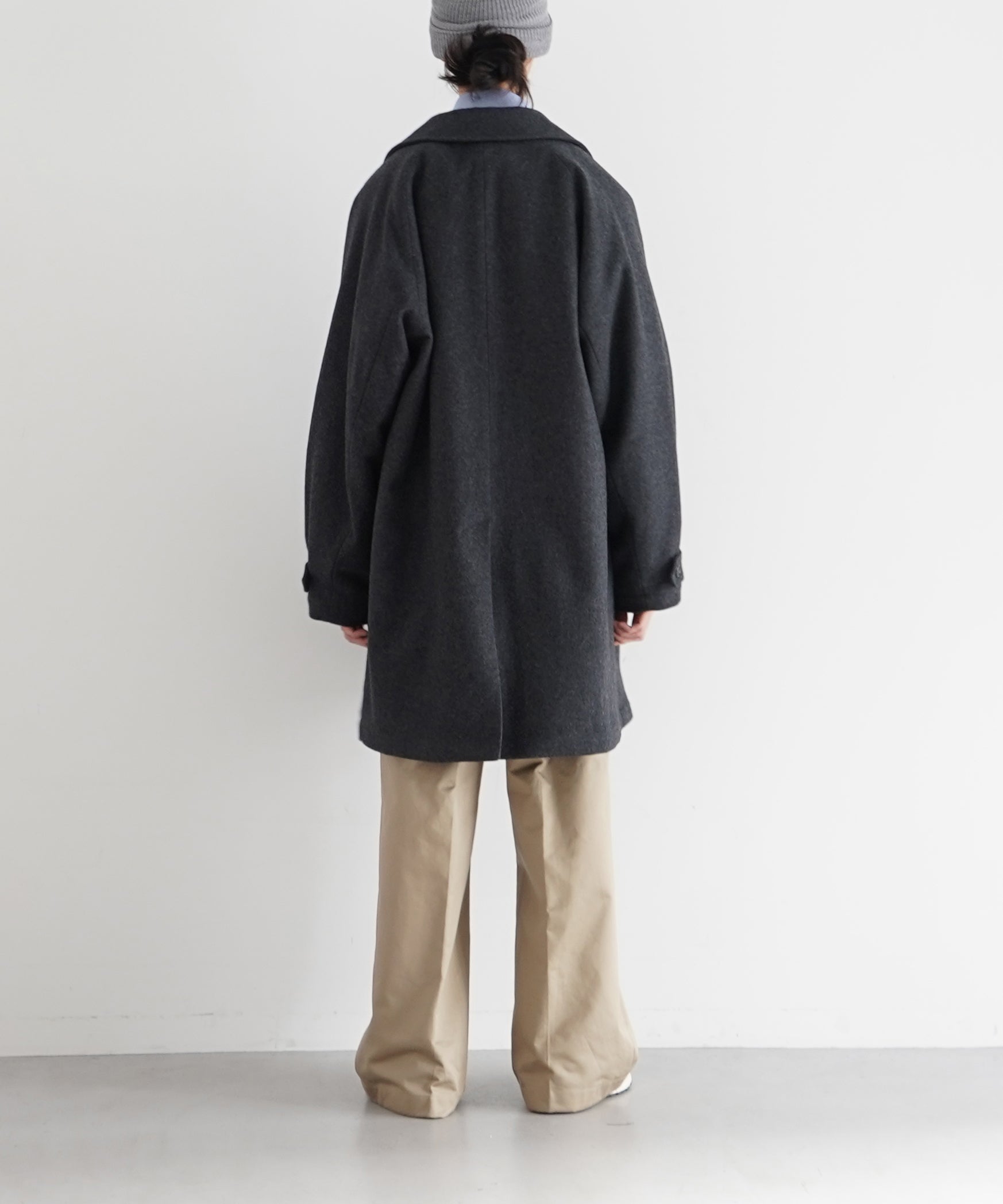 KAIKO Water-repellent wool melton coat "C.GRAY"