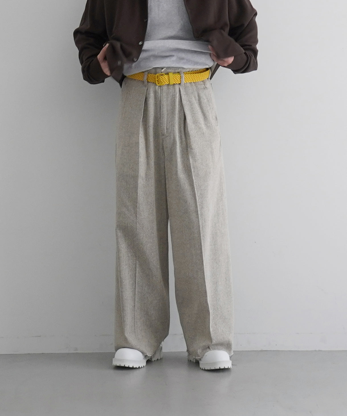 saby Tuck-baggy type 3 - bishu japan silk linen fab - "OFF×CREAM GRY"