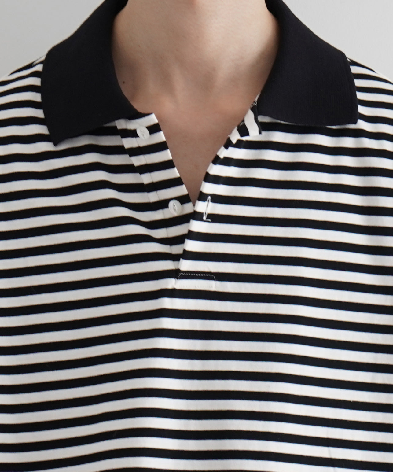 KAIKO Long sleeve border polo shirt "BLACK"