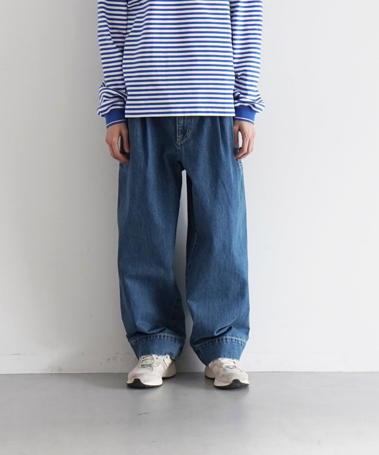FAX COPY EXPRESS Retro pleated blue denim pants "BLUE" M