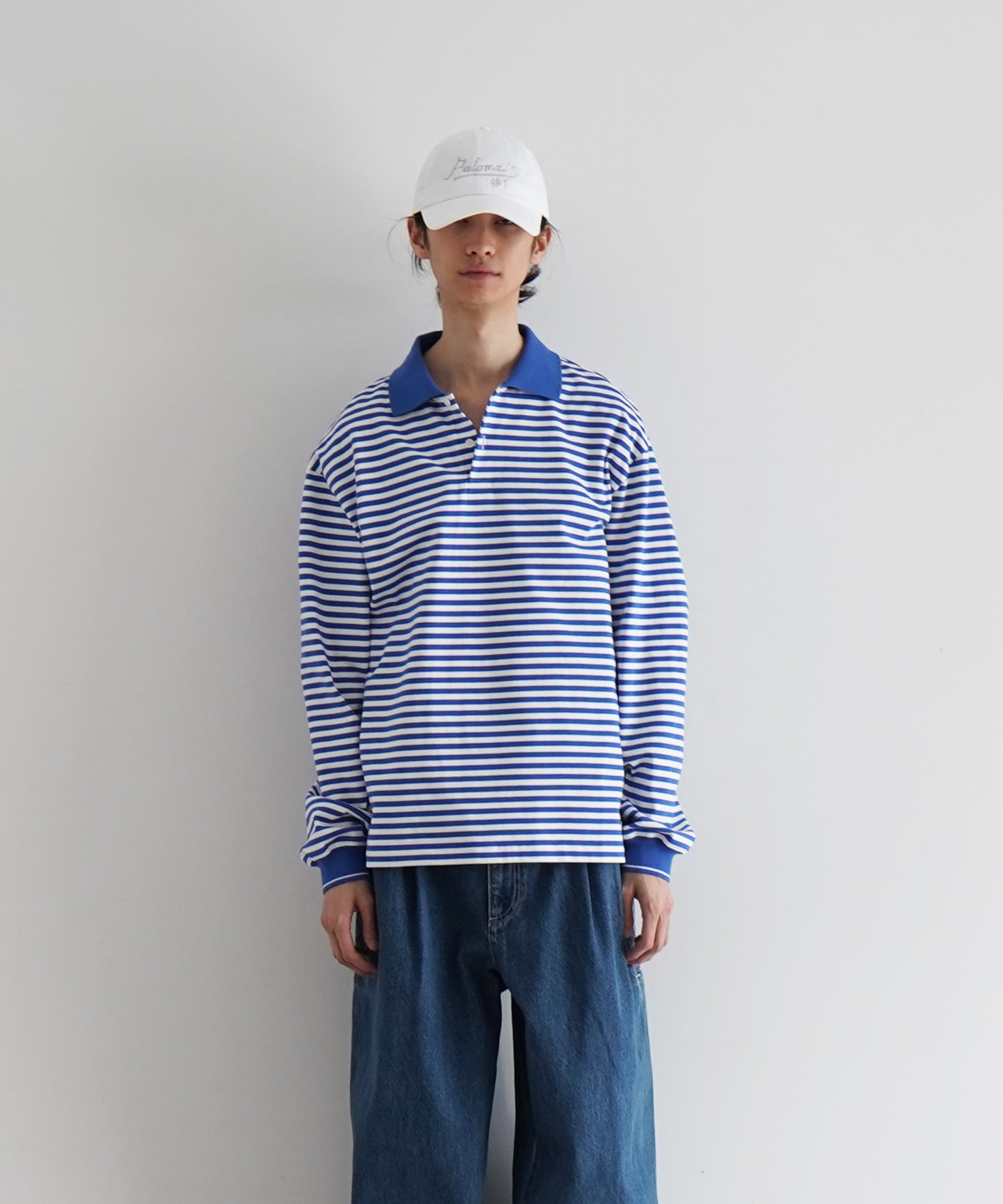 KAIKO Long sleeve border polo shirt "BLACK"