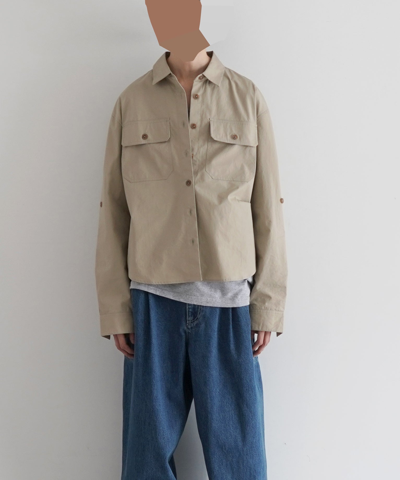 FAX COPY EXPRESS Safari button-up shirt "KHAKI" M