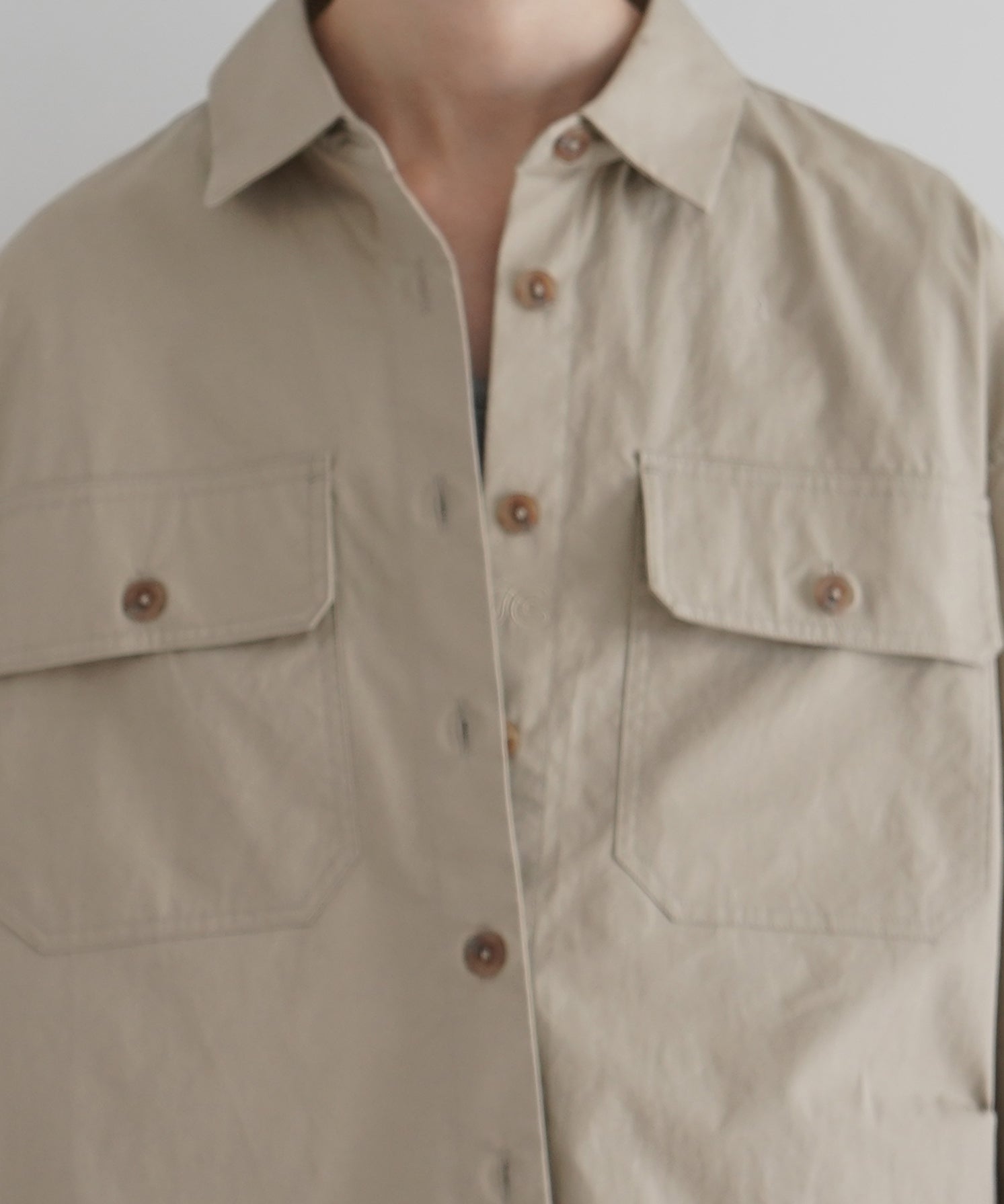 Fax Copy Express Safari button-up shirt "KHAKI" M