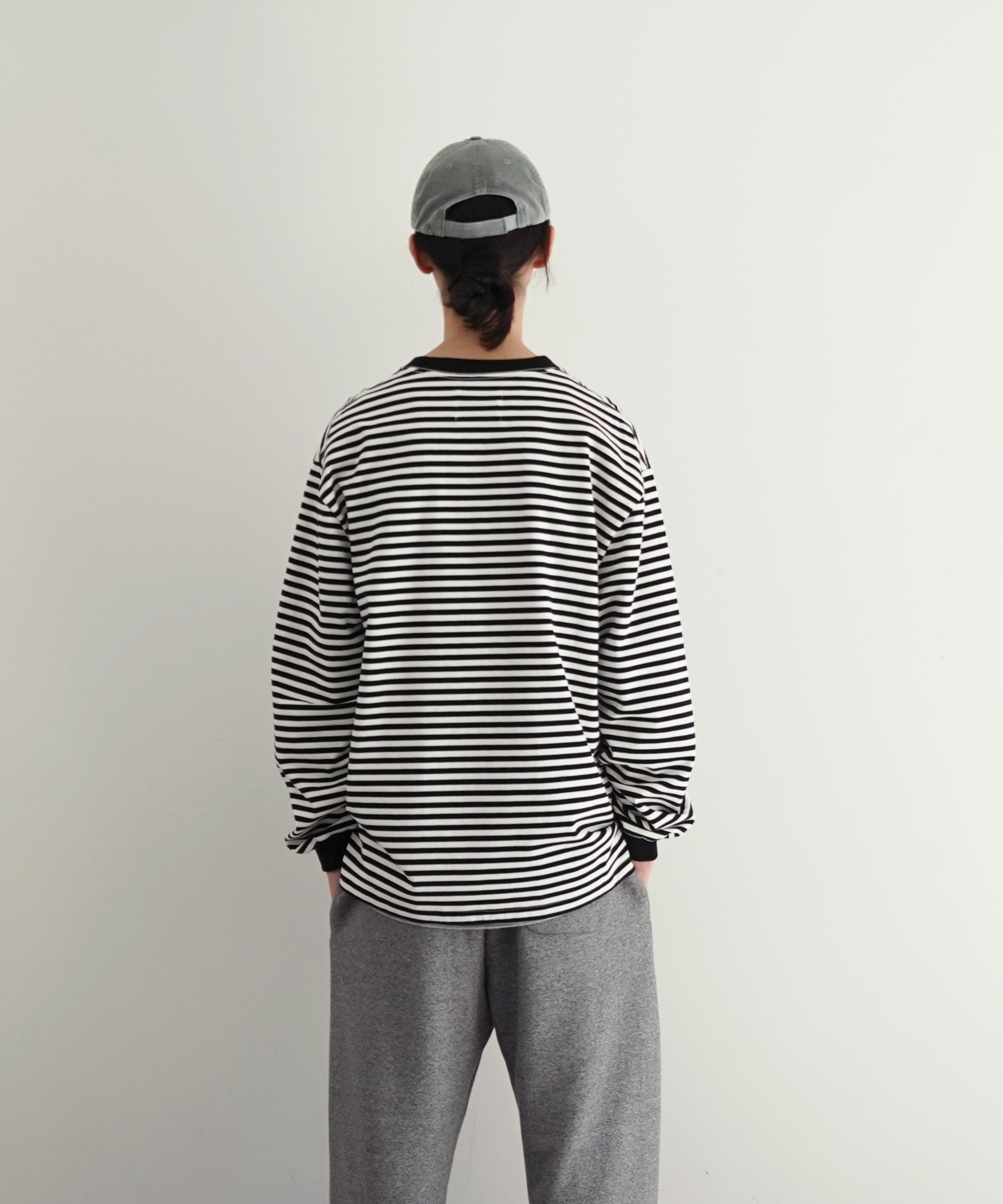 KAIKO Long sleeve border t-shirt "BLACK"