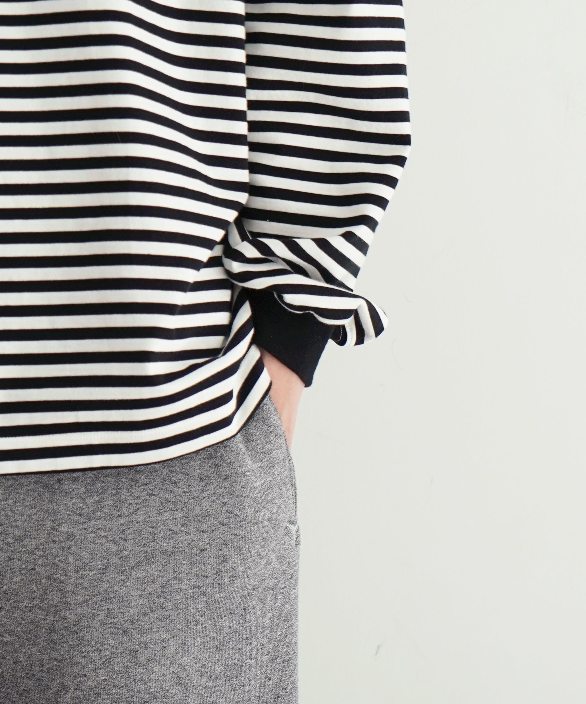 KAIKO Long sleeve border t-shirt "BLACK"