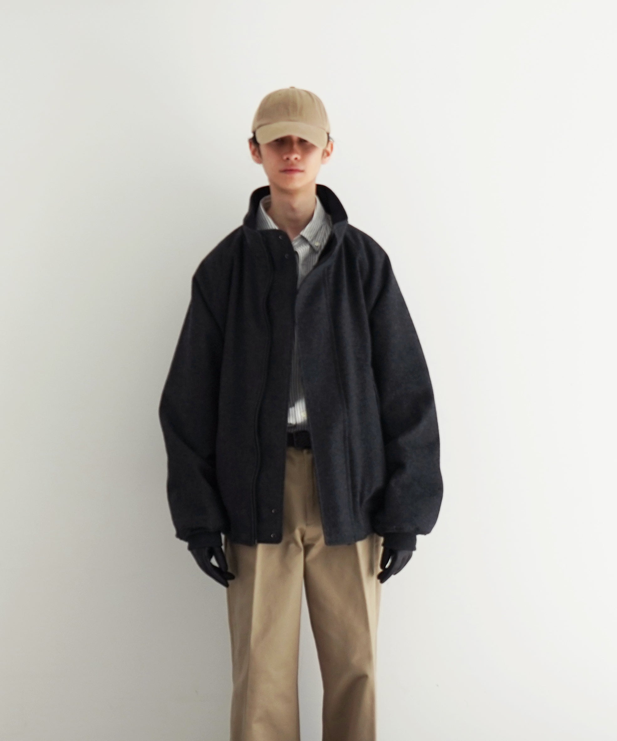 KAIKO Water-repellent wool melton blouson "BLACK"