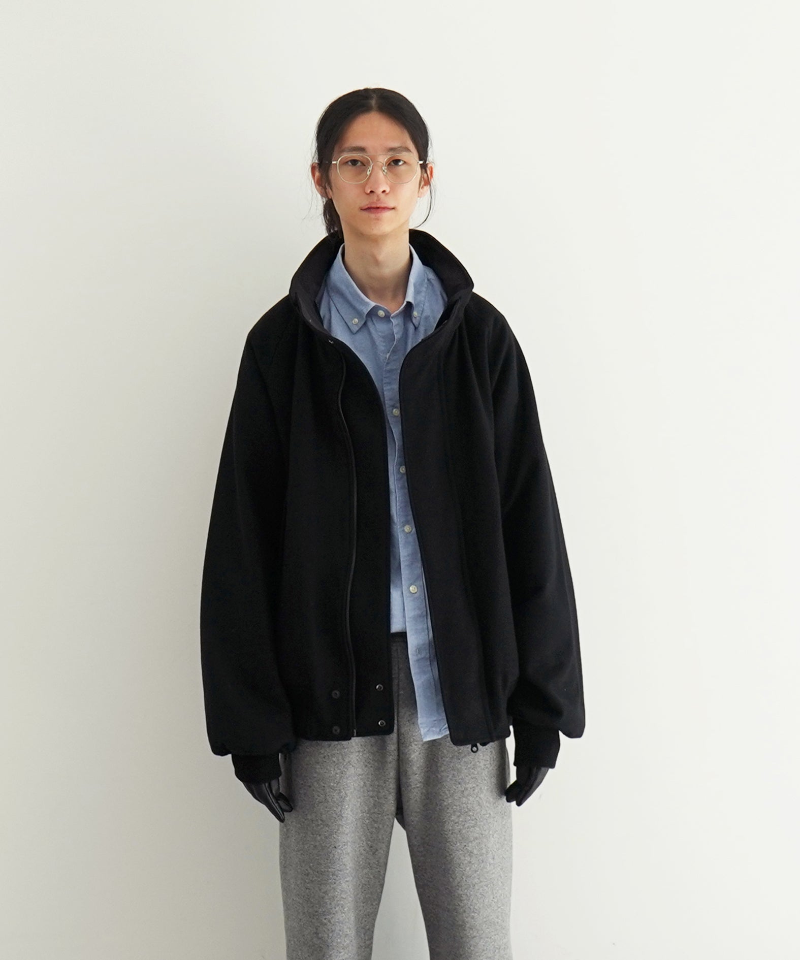 KAIKO Water-repellent wool melton blouson "C.GRAY"