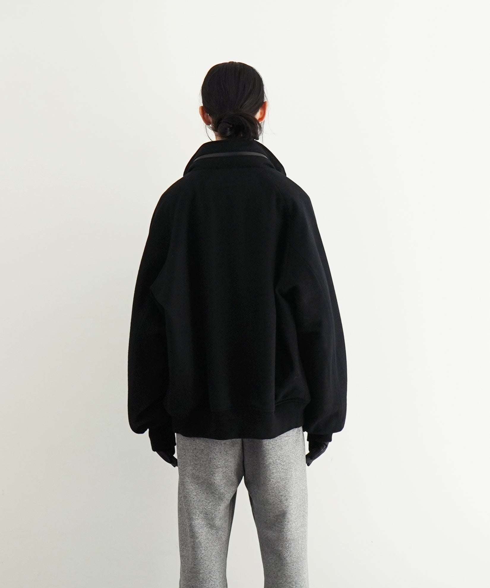 KAIKO Water-repellent wool melton blouson "BLACK"