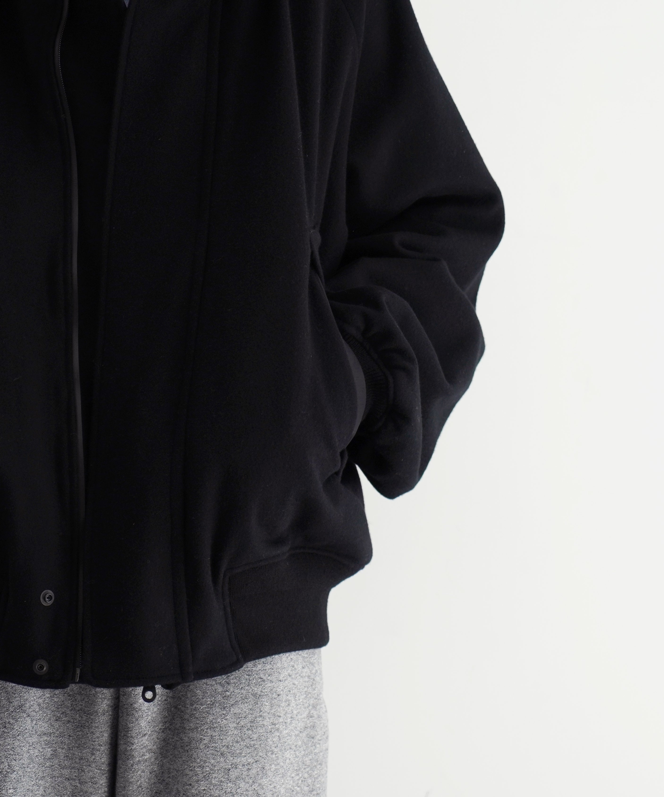KAIKO Water-repellent wool melton blouson "BLACK"