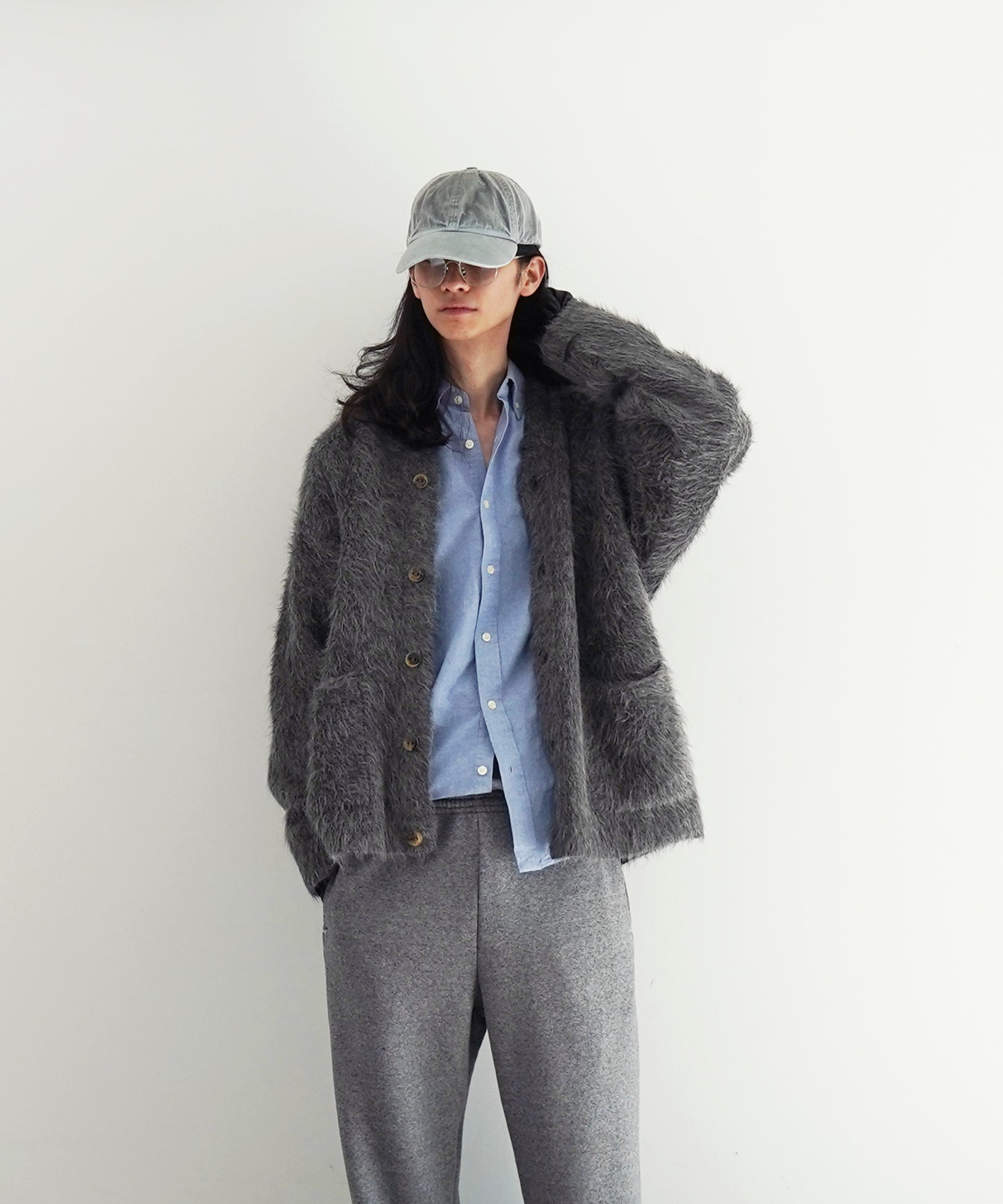 The Inoue Brothers Suri alpaca cardigan "BLACK"