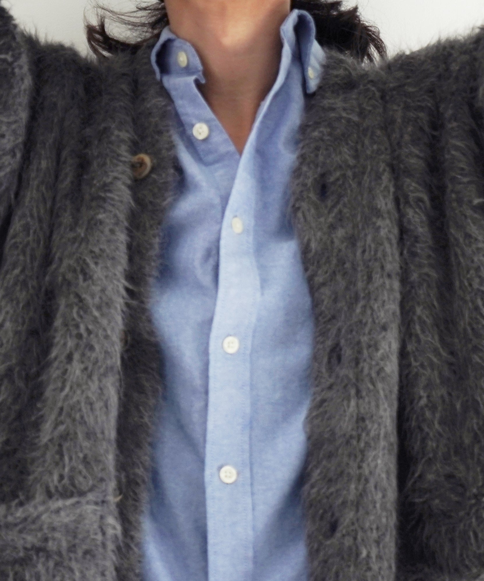 The Inoue Brothers Suri alpaca cardigan "GREY"