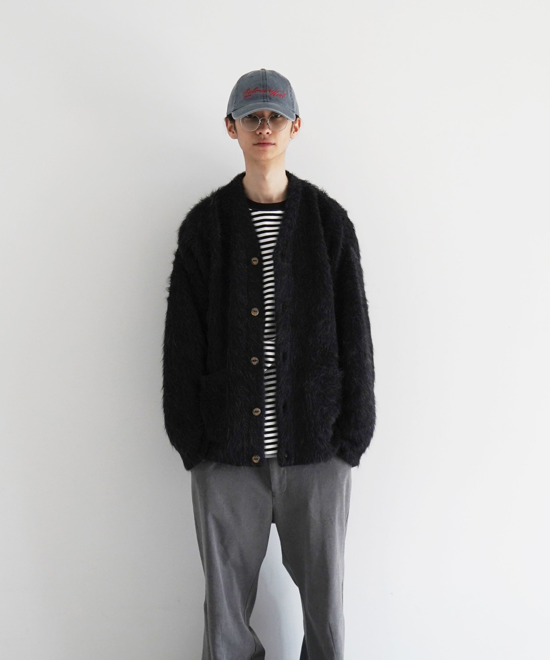 The Inoue Brothers Suri alpaca cardigan "GREY"