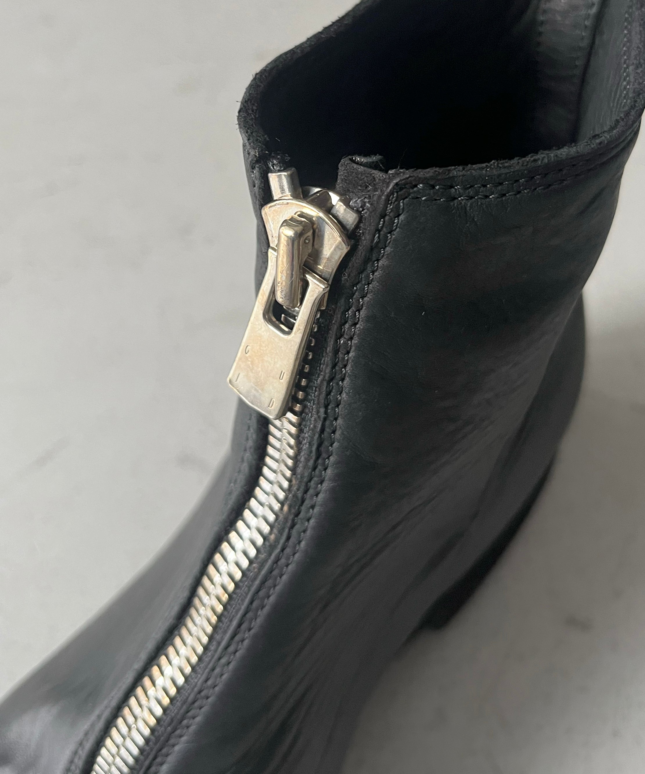 GUIDI Front zip boots, sole leather "BLACK"