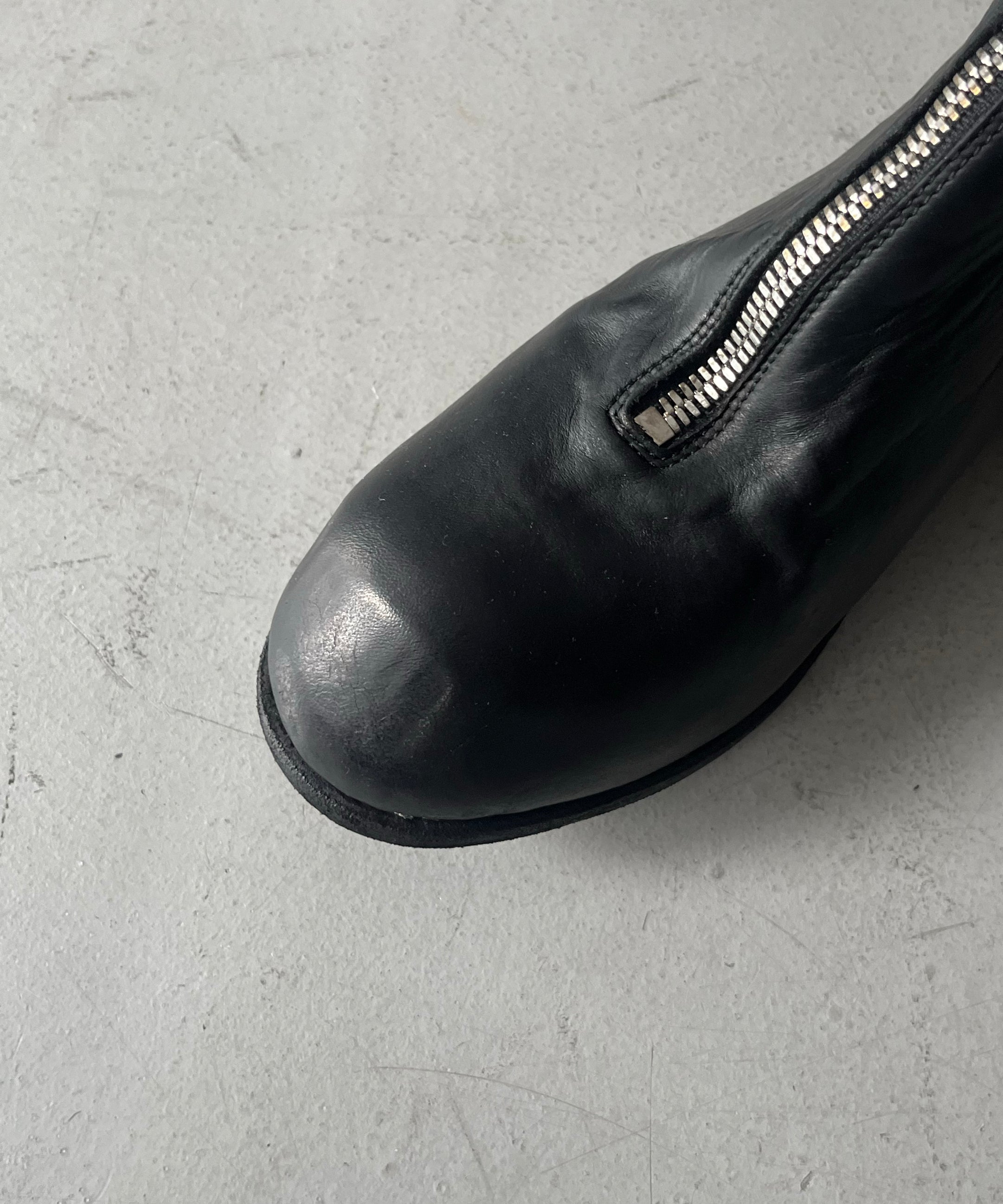 GUIDI Front zip boots, sole leather "BLACK"