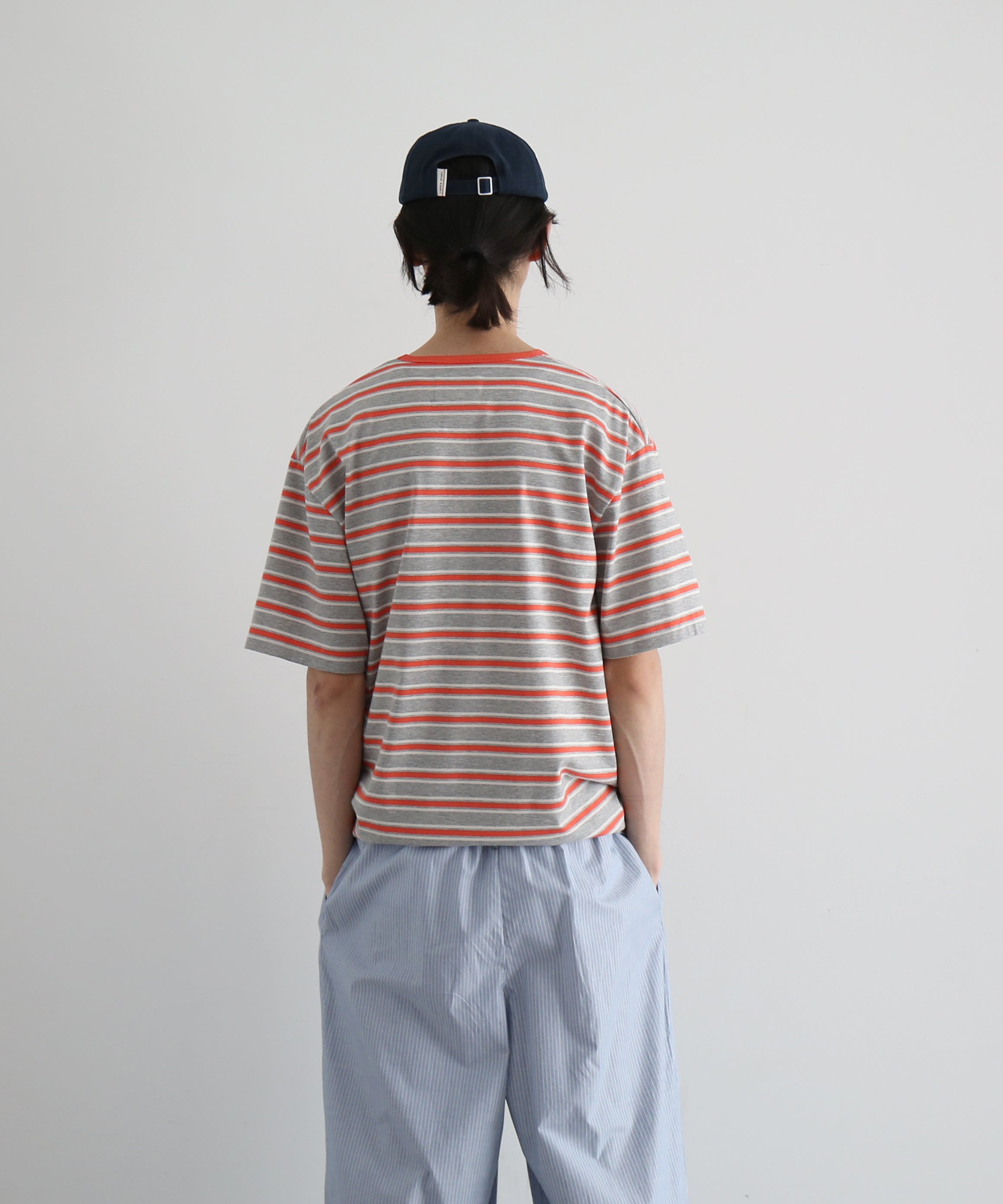 KAIKO V neck border t-shirts "RED"