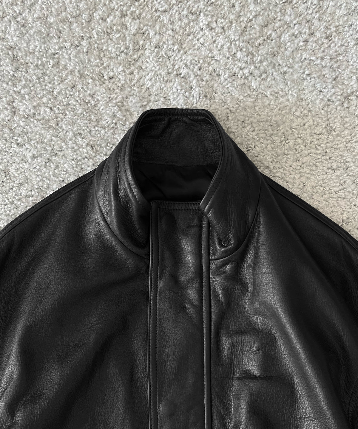 URU Leather - zip up blouson "BLACK"